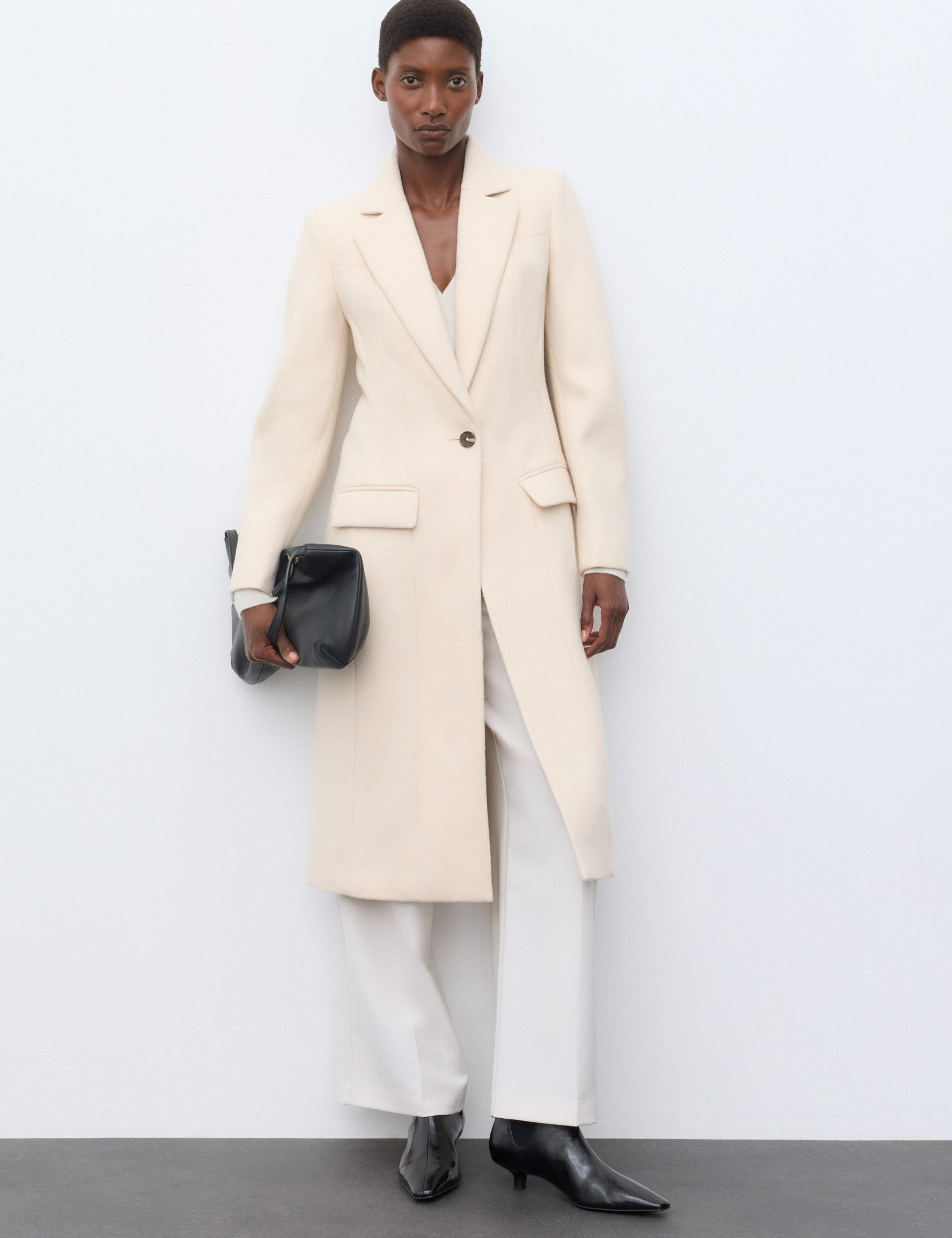 Wool Blend Longline Tailored Coat