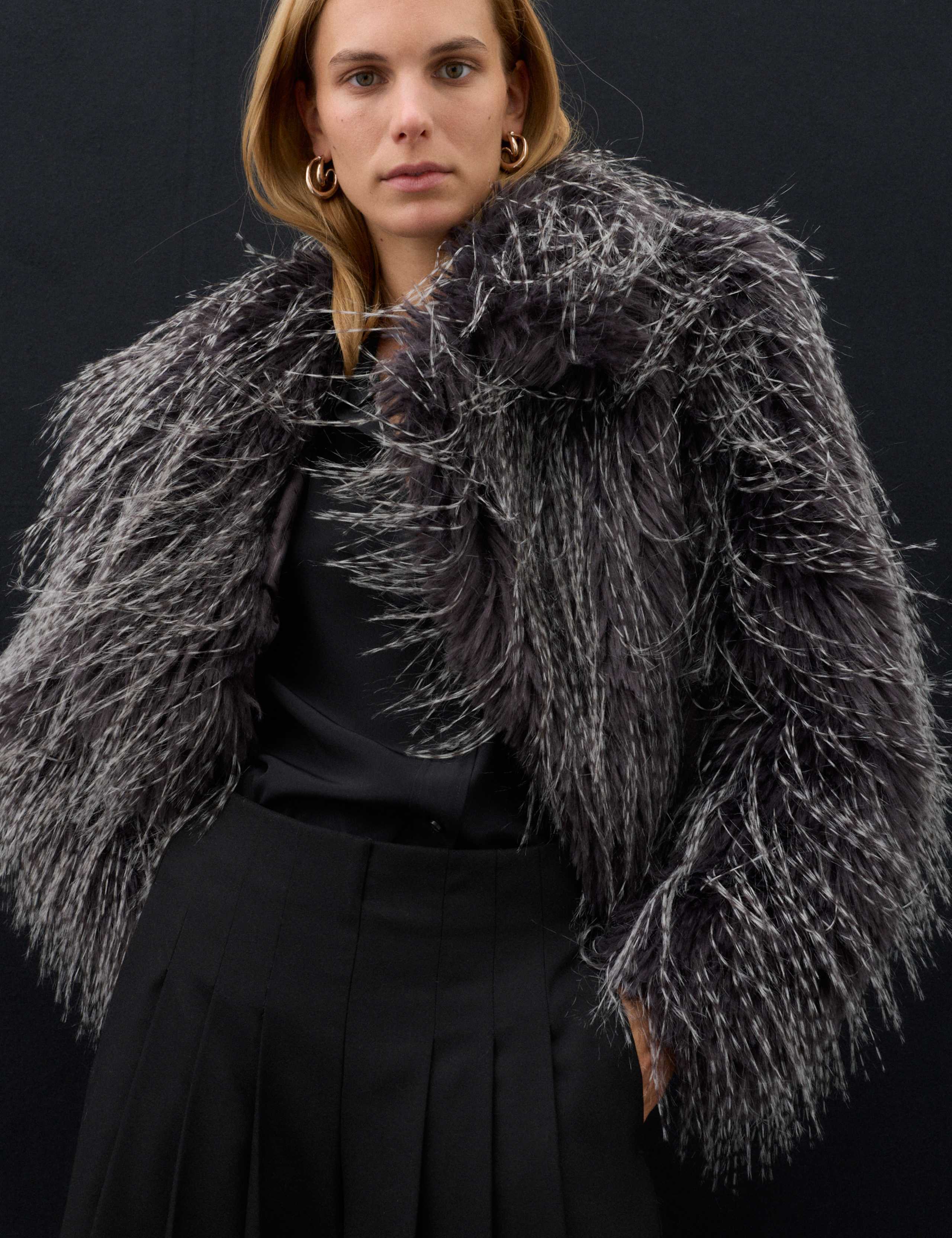 Short Tipped Faux Fur Jacket