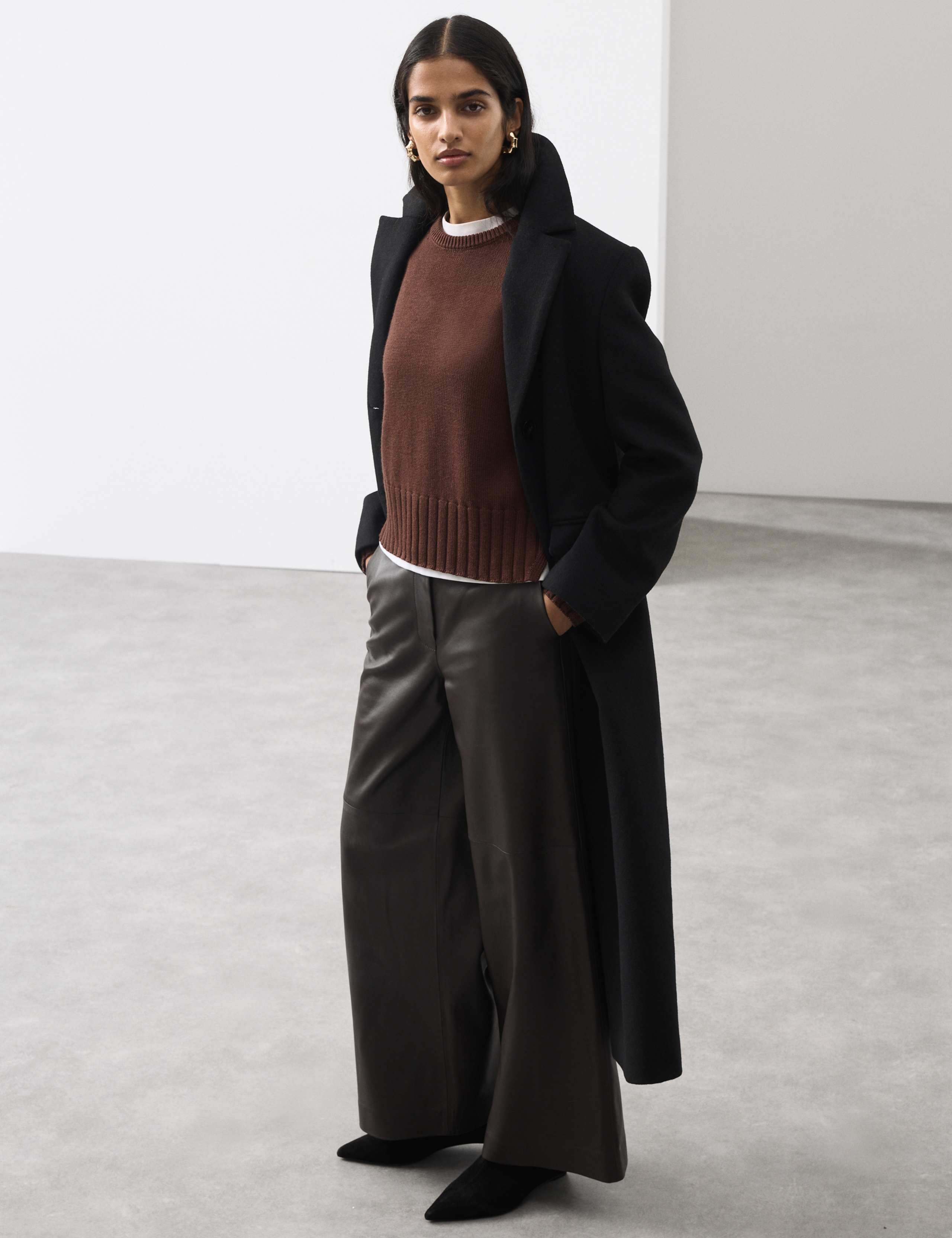 Pure Merino Wool Ribbed Crew Neck Jumper