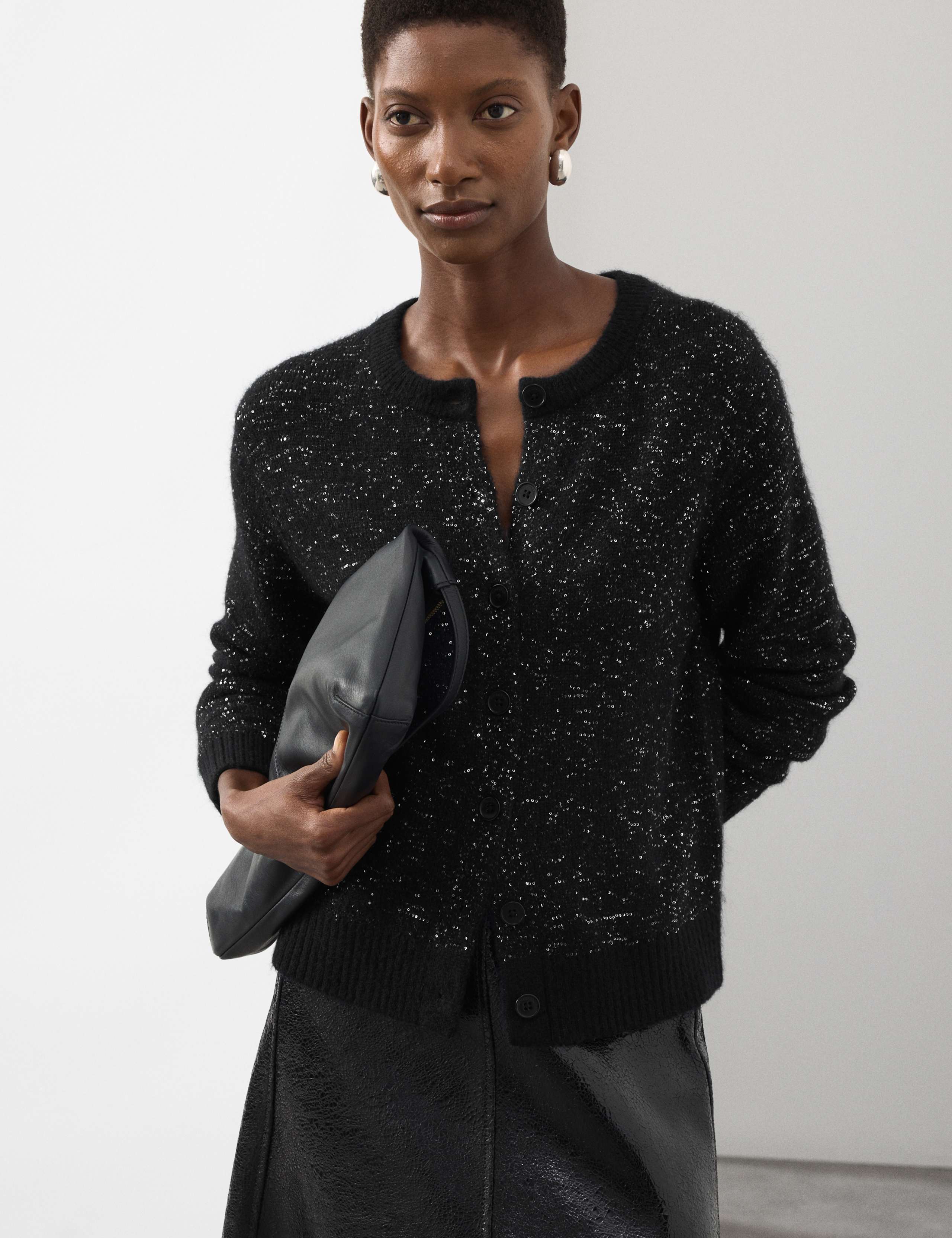 Sequin Cardigan with Wool