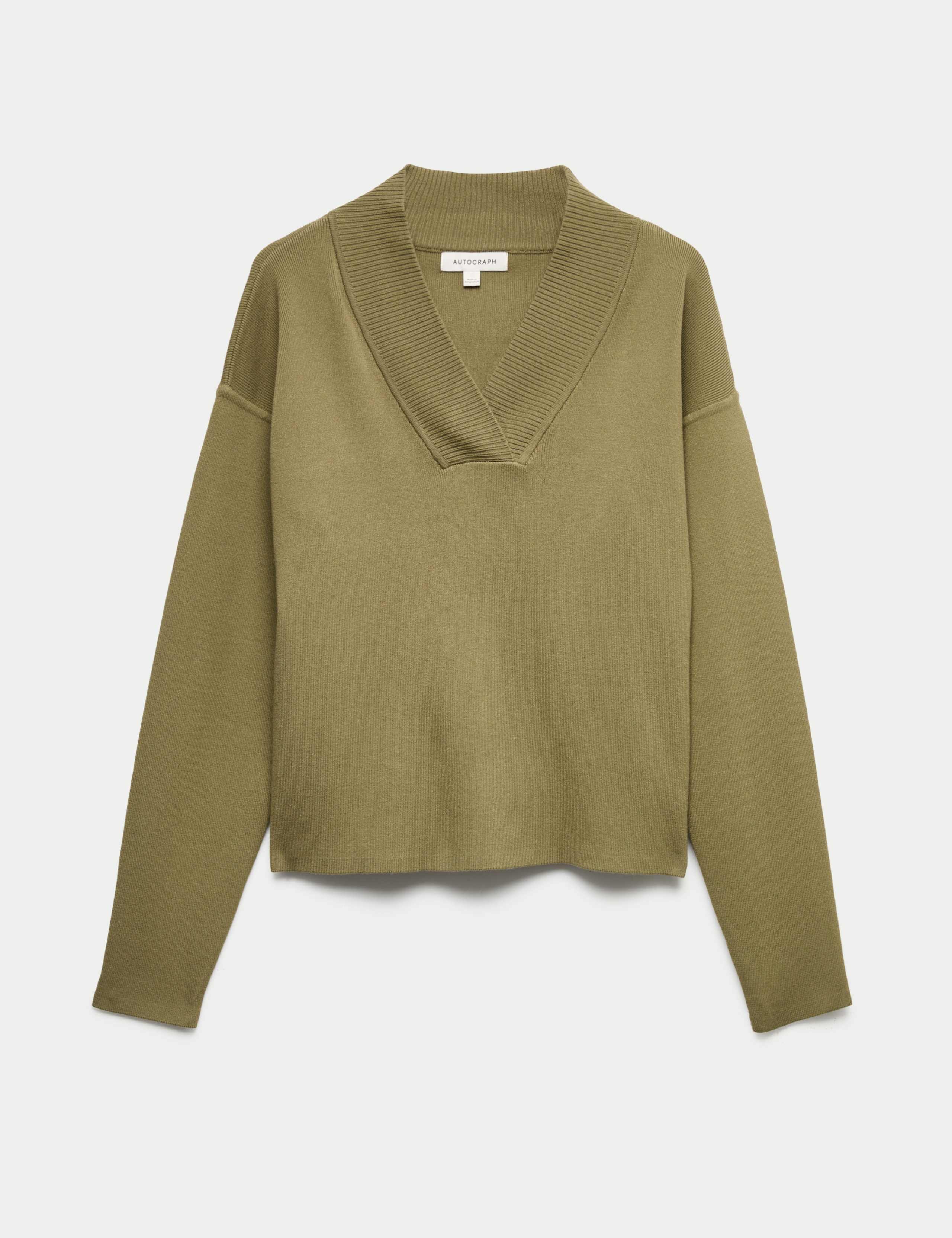 Ribbed V-Neck Jumper