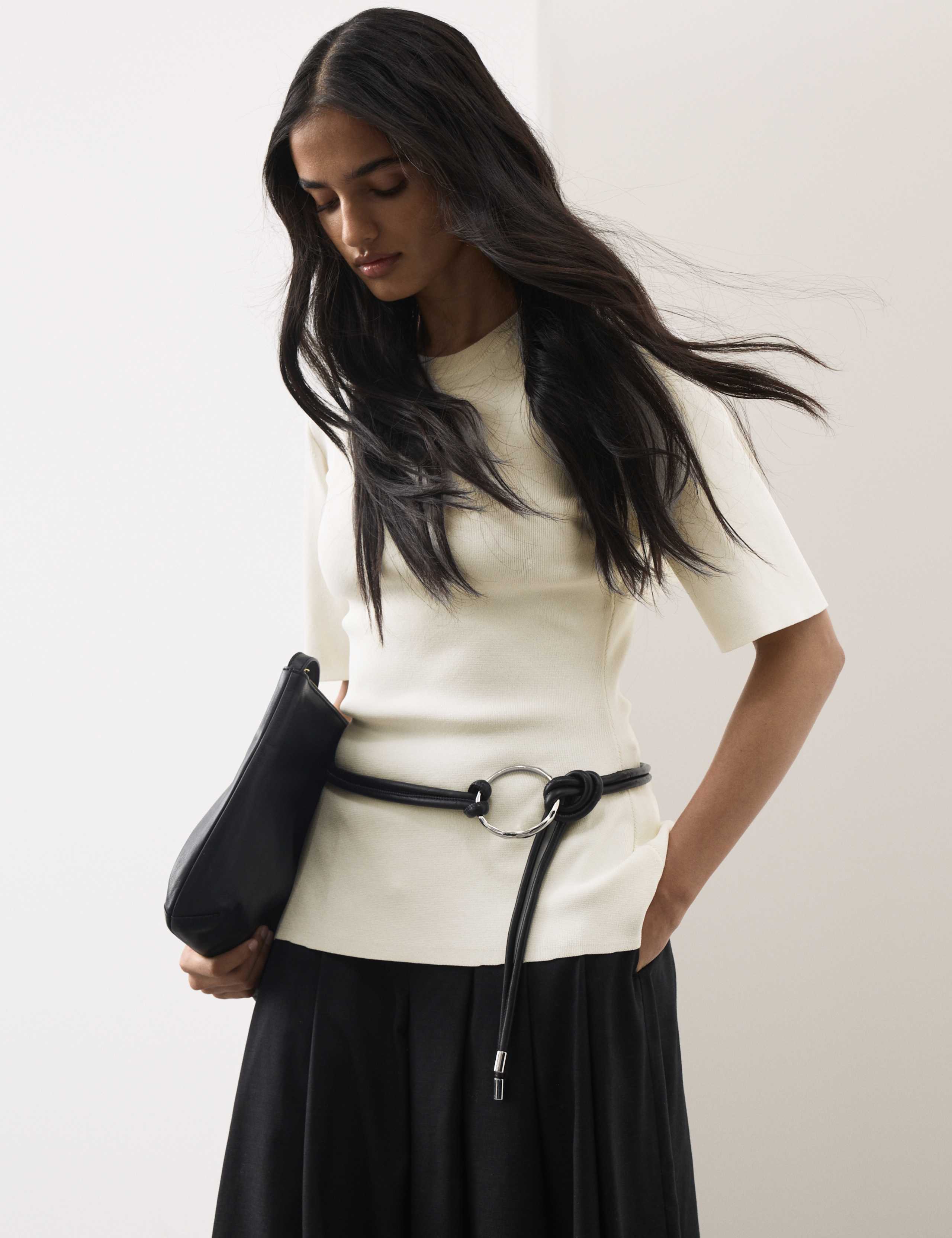 Crew Neck Peplum Knitted Top