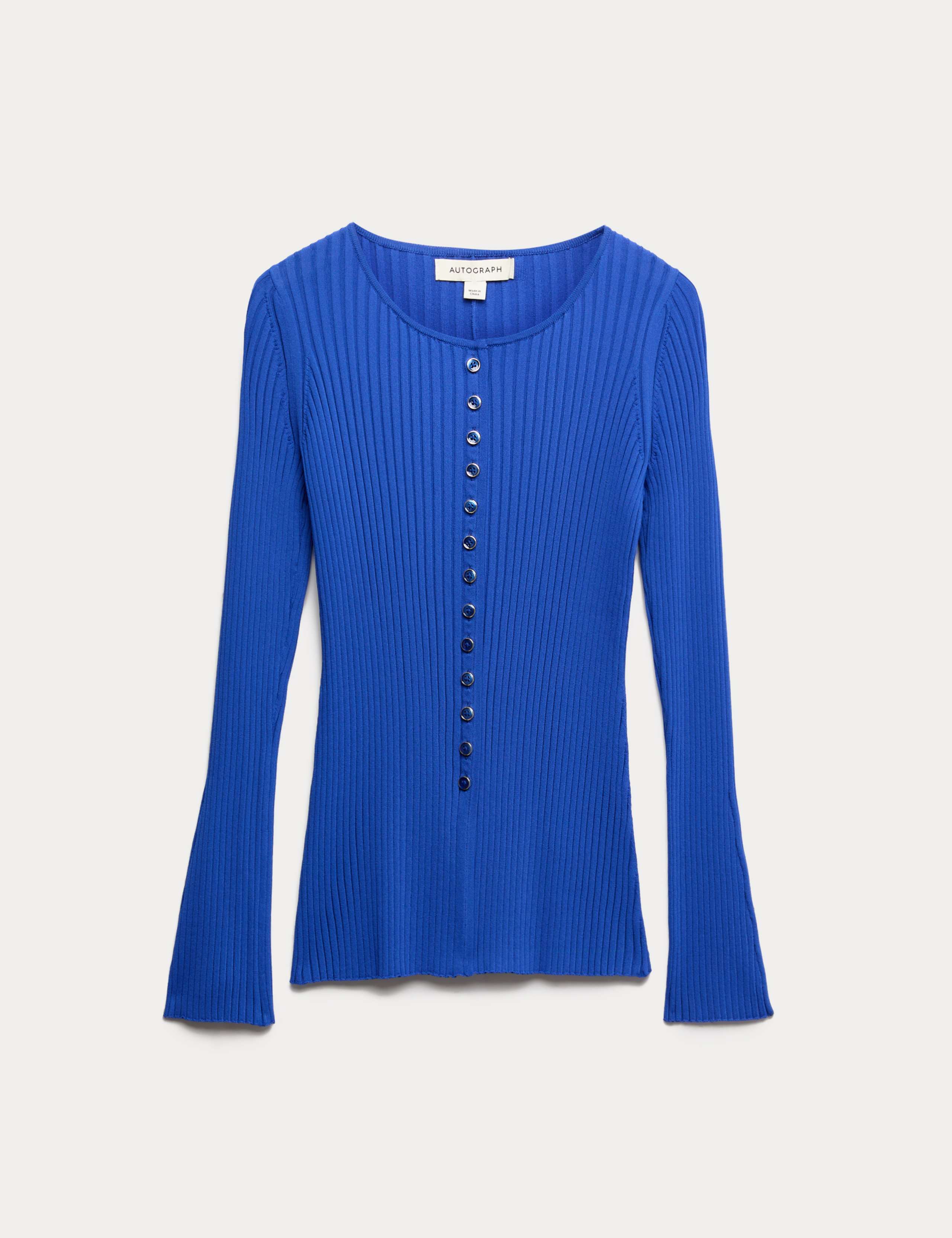 Ribbed Crew Neck Cardigan