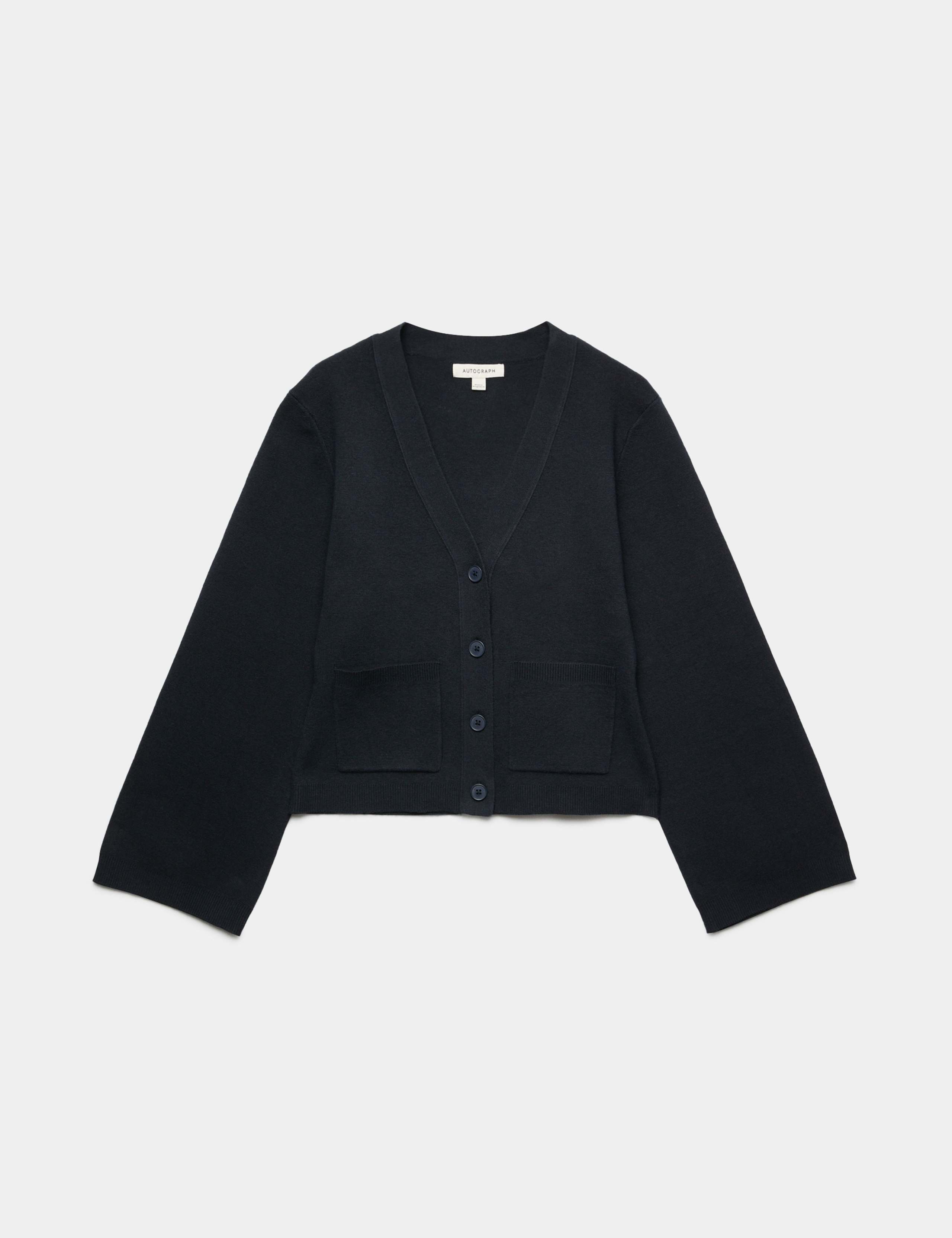 Cotton Blend V-Neck Cardigan