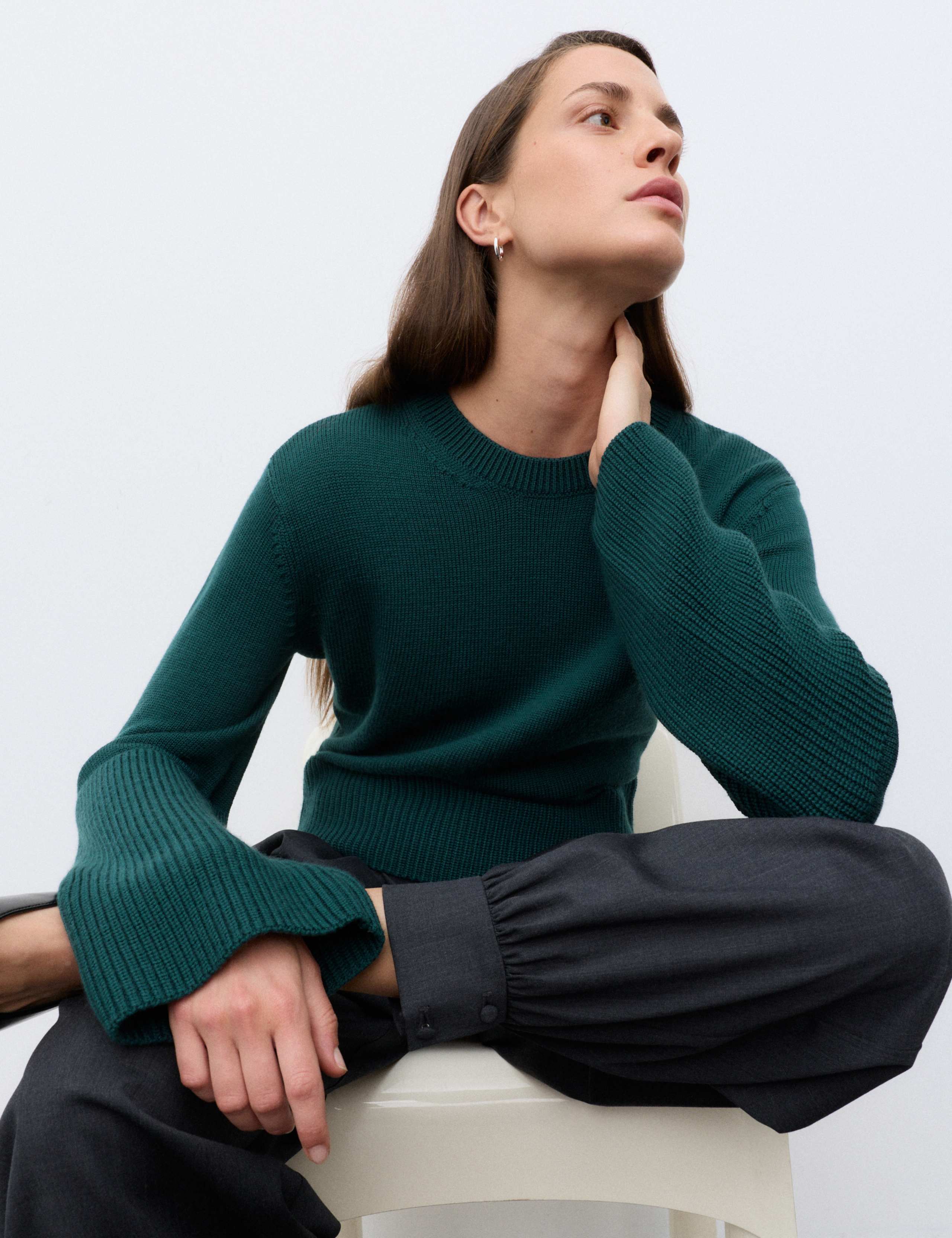 Pure Merino Wool Wide Sleeve Jumper