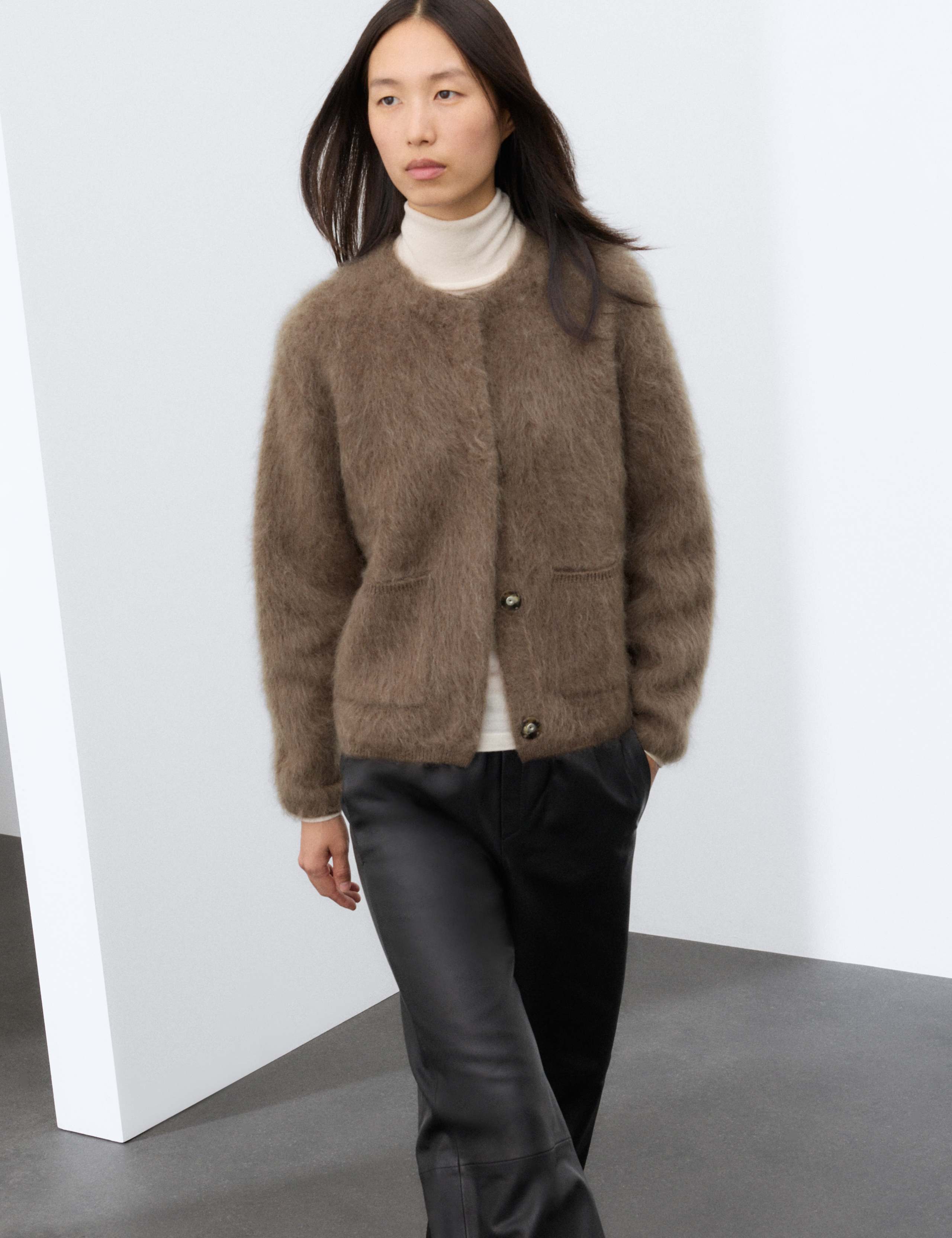 Wool Rich Brushed Cardigan