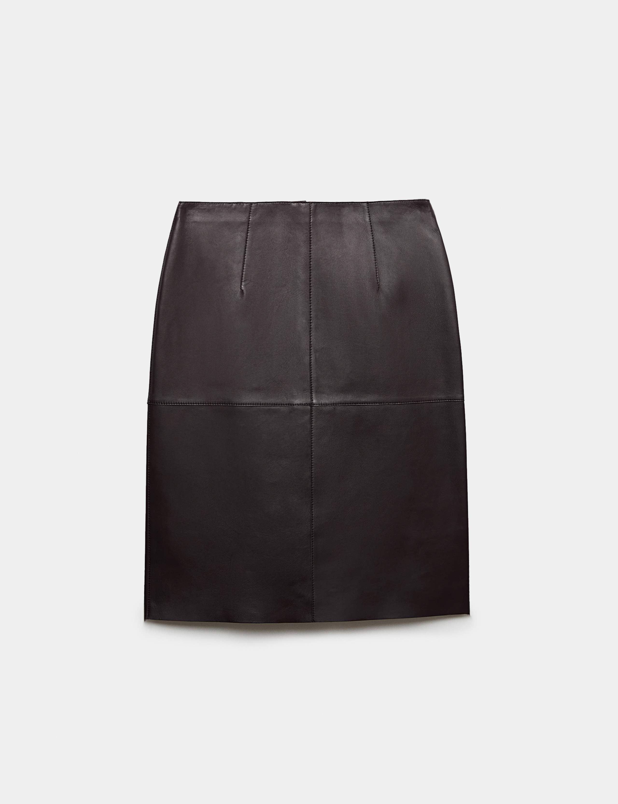 Pure Leather Knee Length Pencil Skirt