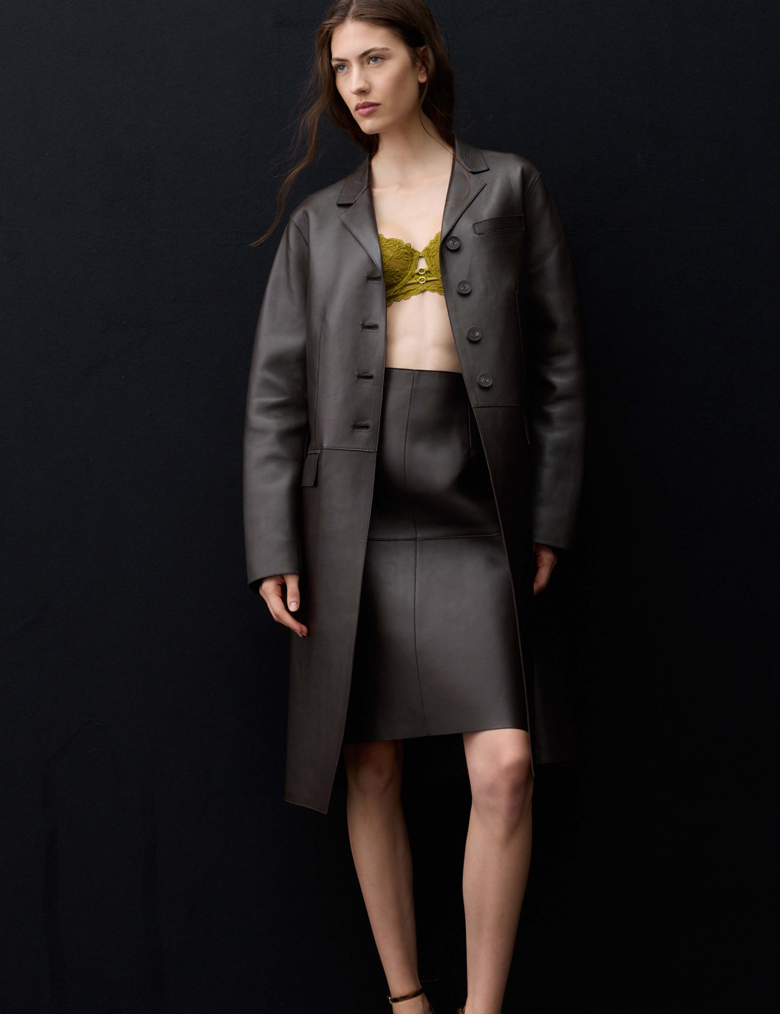 Pure Leather Longline Coat