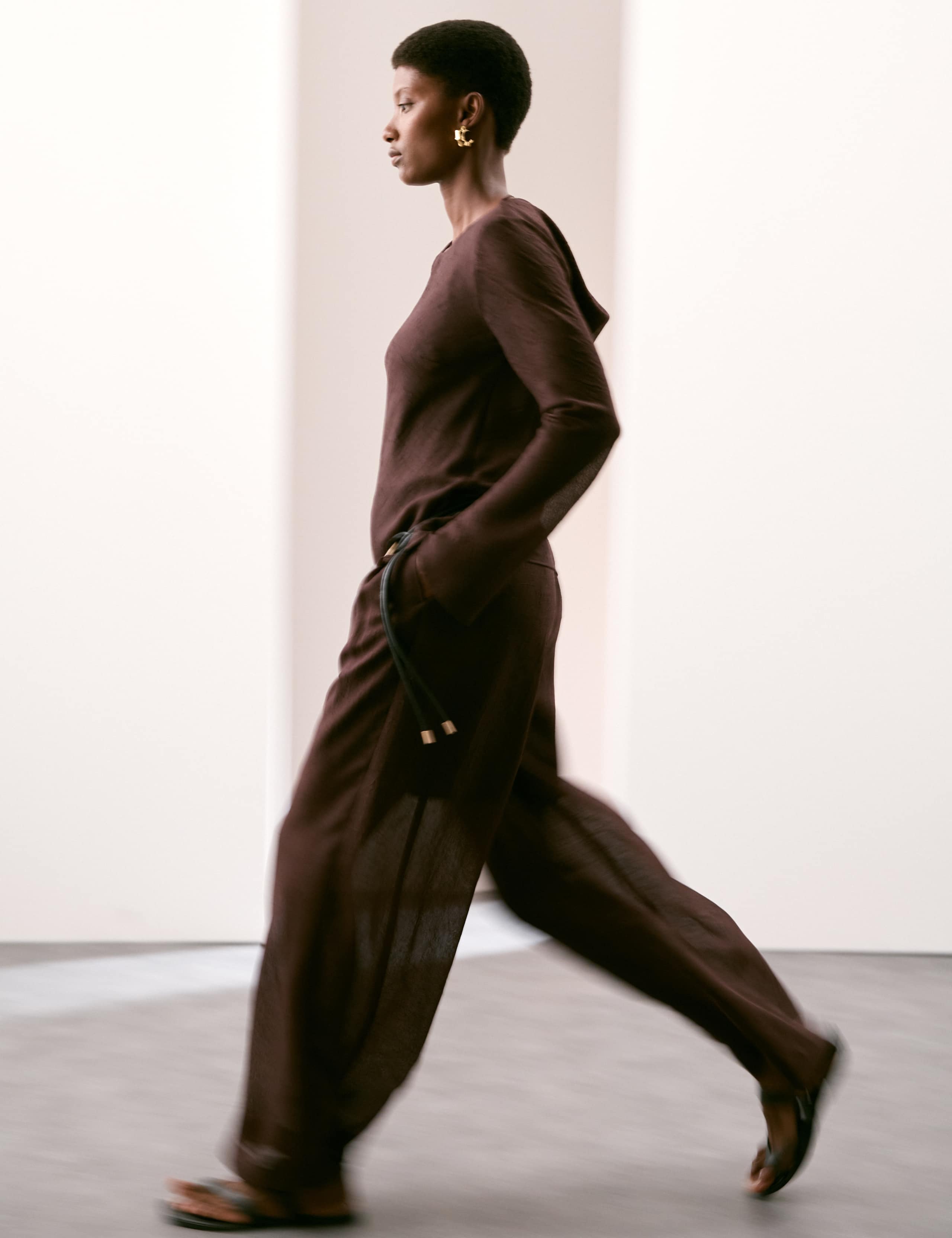 Textured Wide Leg Trousers