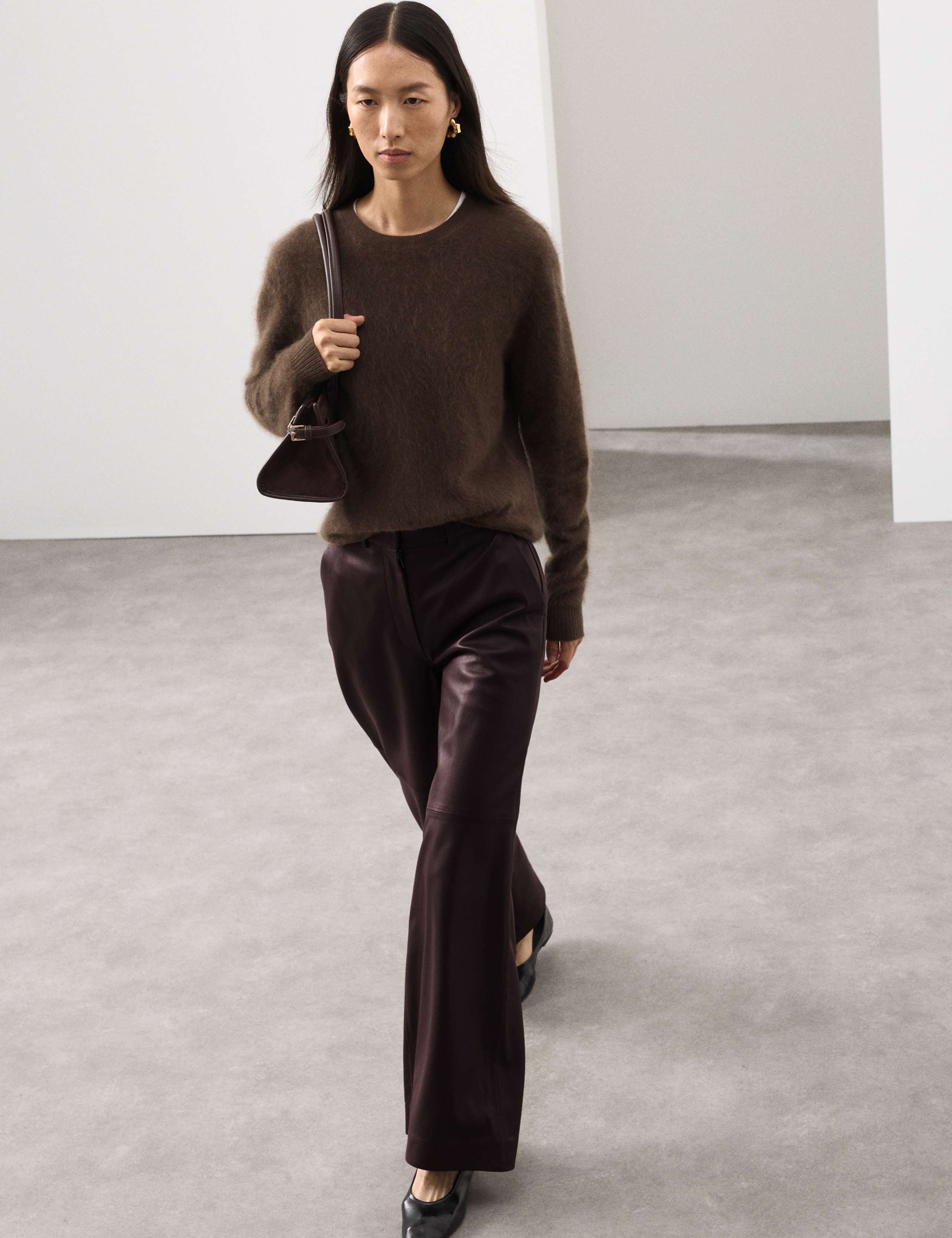 Leather Wide Leg Trousers