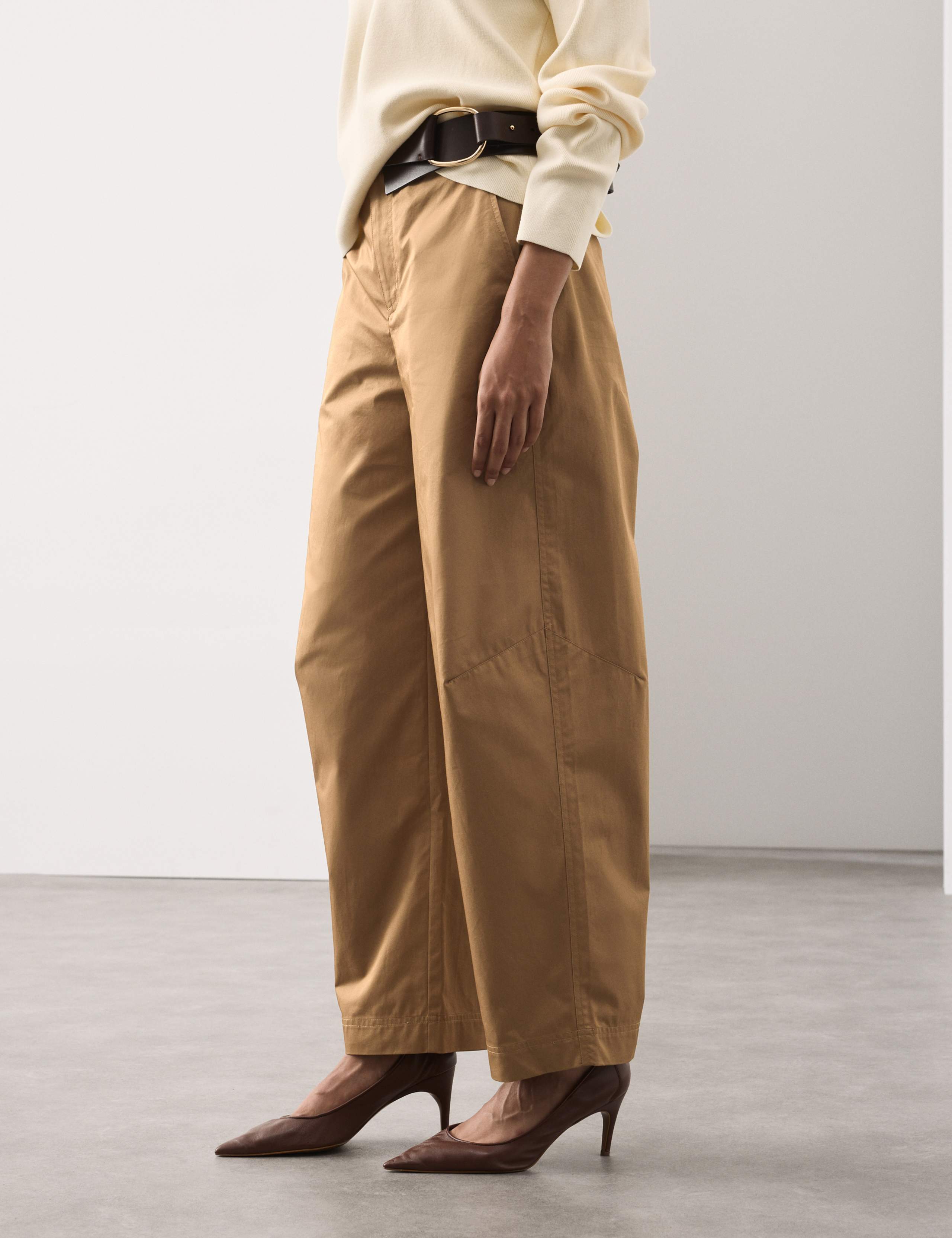 Pure Cotton Barrel Leg Chinos
