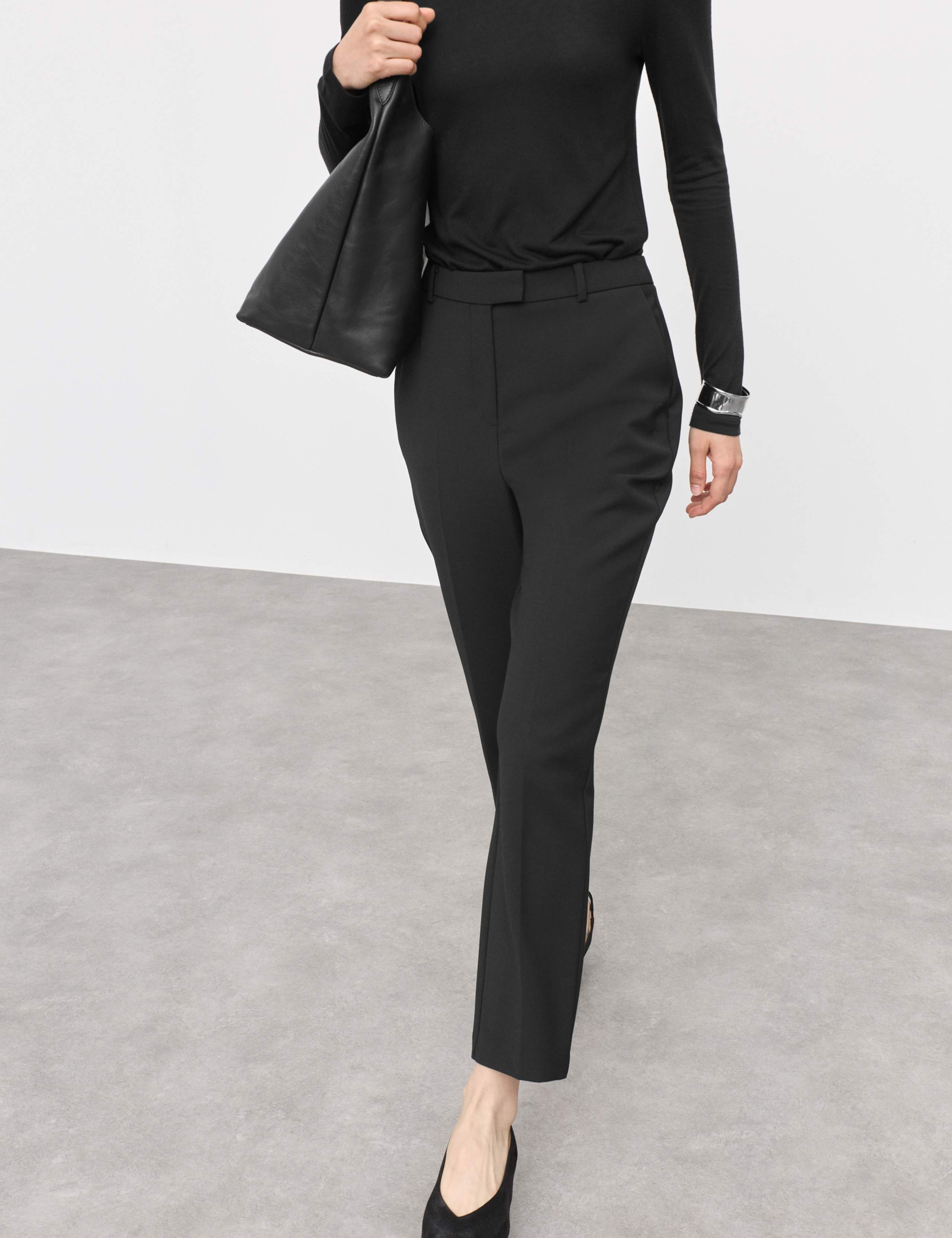 Wool Blend Slim Fit Ankle Grazer Trousers