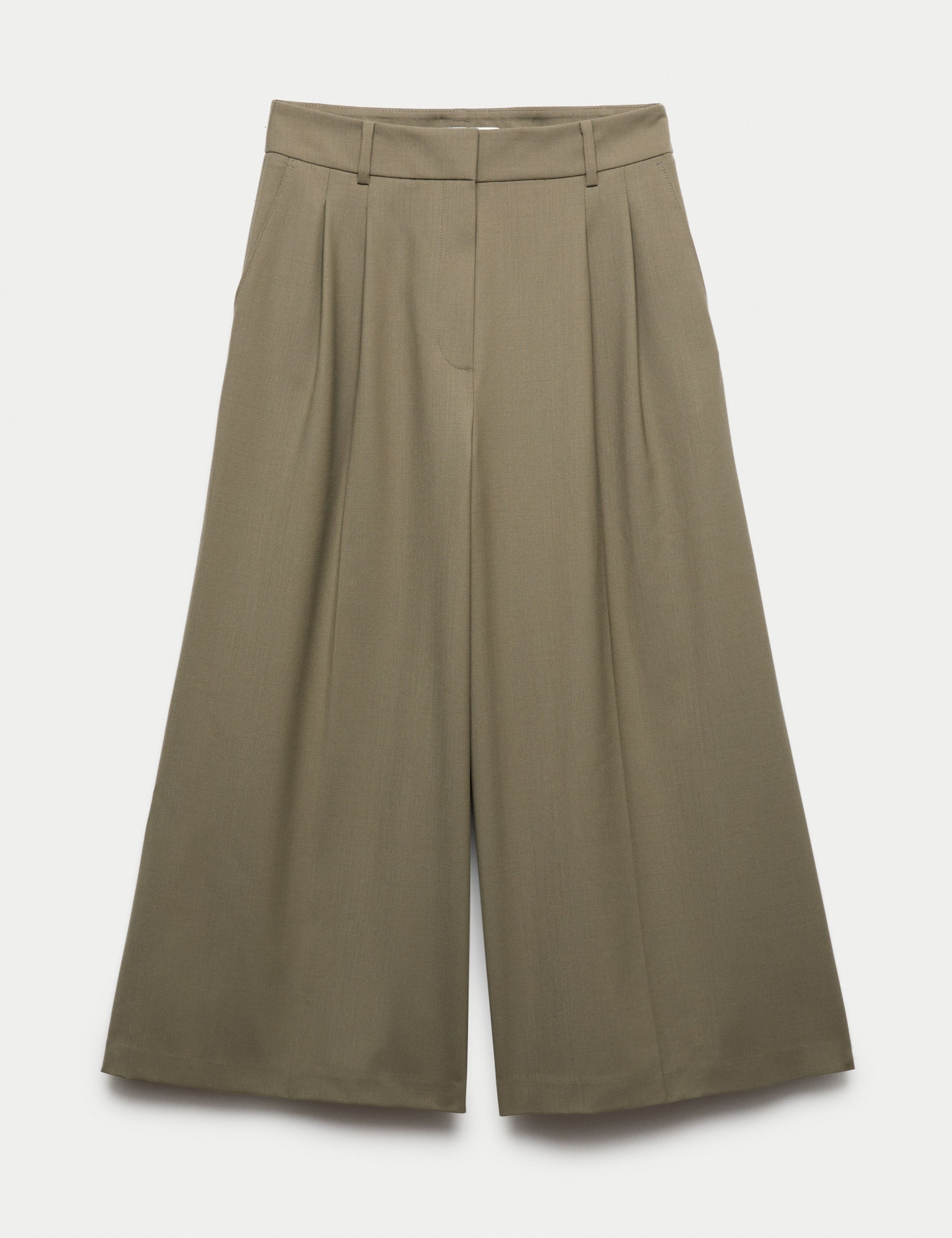 Wool Blend Tailored Wide Leg Culottes