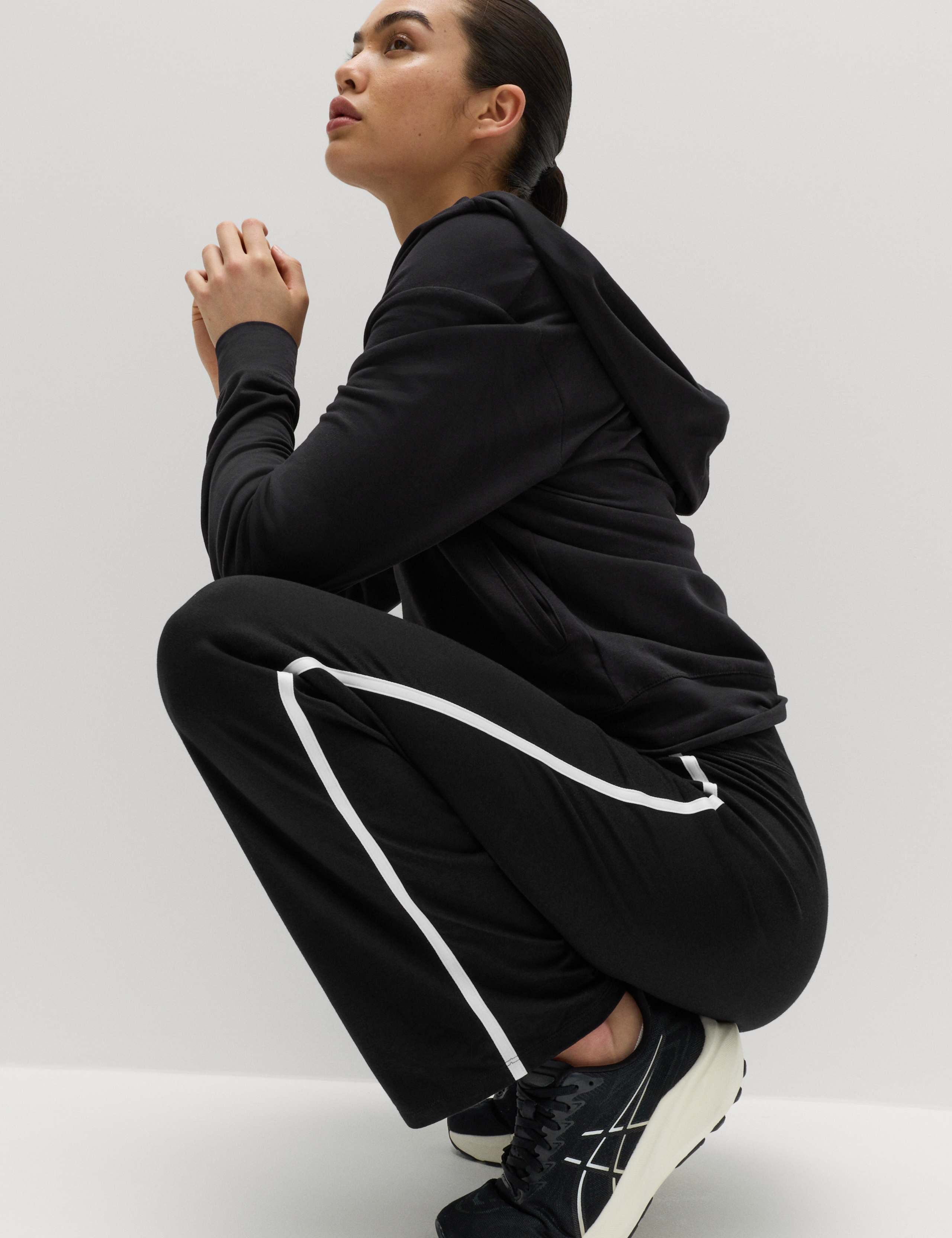 Go Easy Cotton Rich Side Stripe High Waisted Straight Leg Joggers