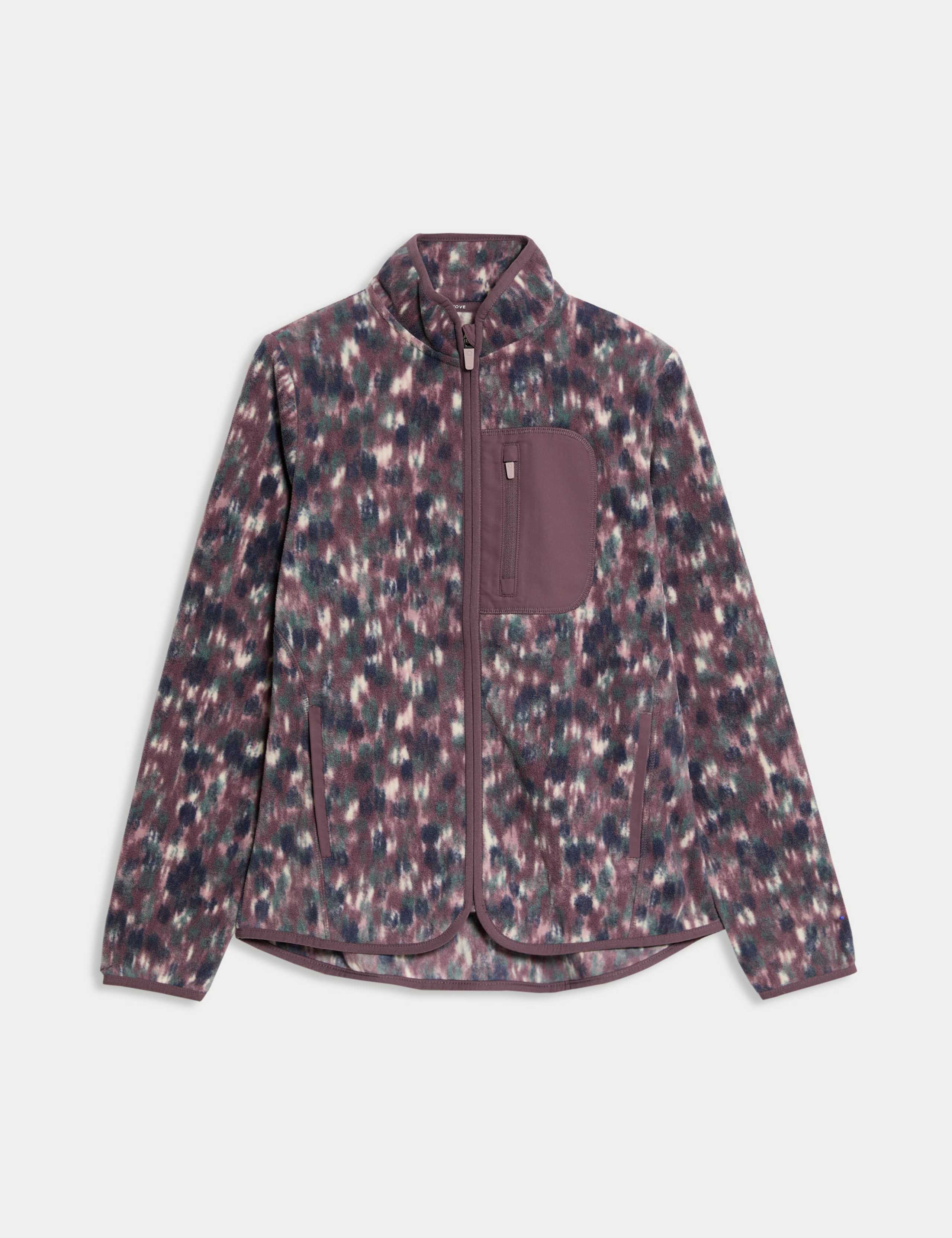Thermal Printed Zip Up Funnel Neck Fleece