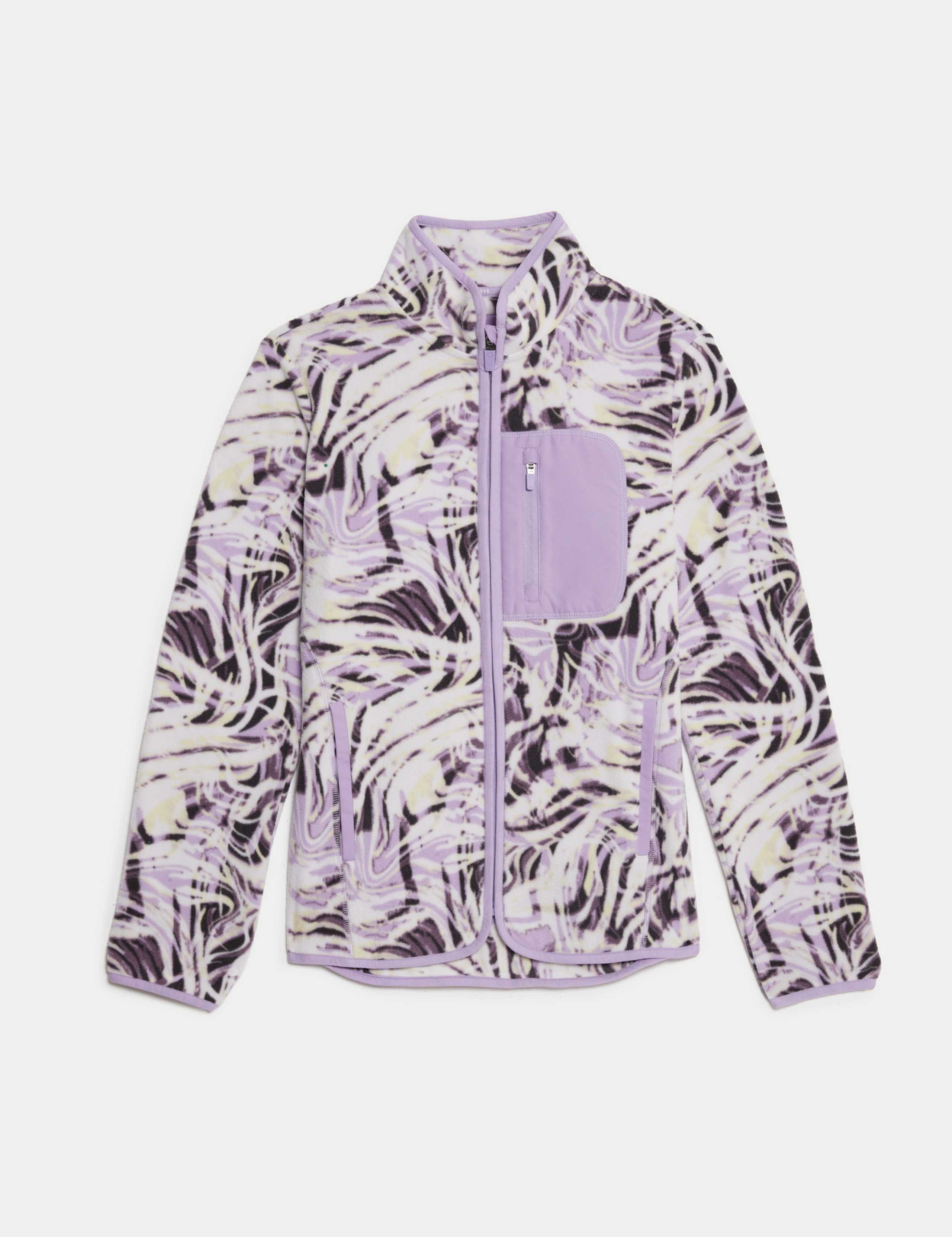 Thermal Printed Zip Up Funnel Neck Fleece