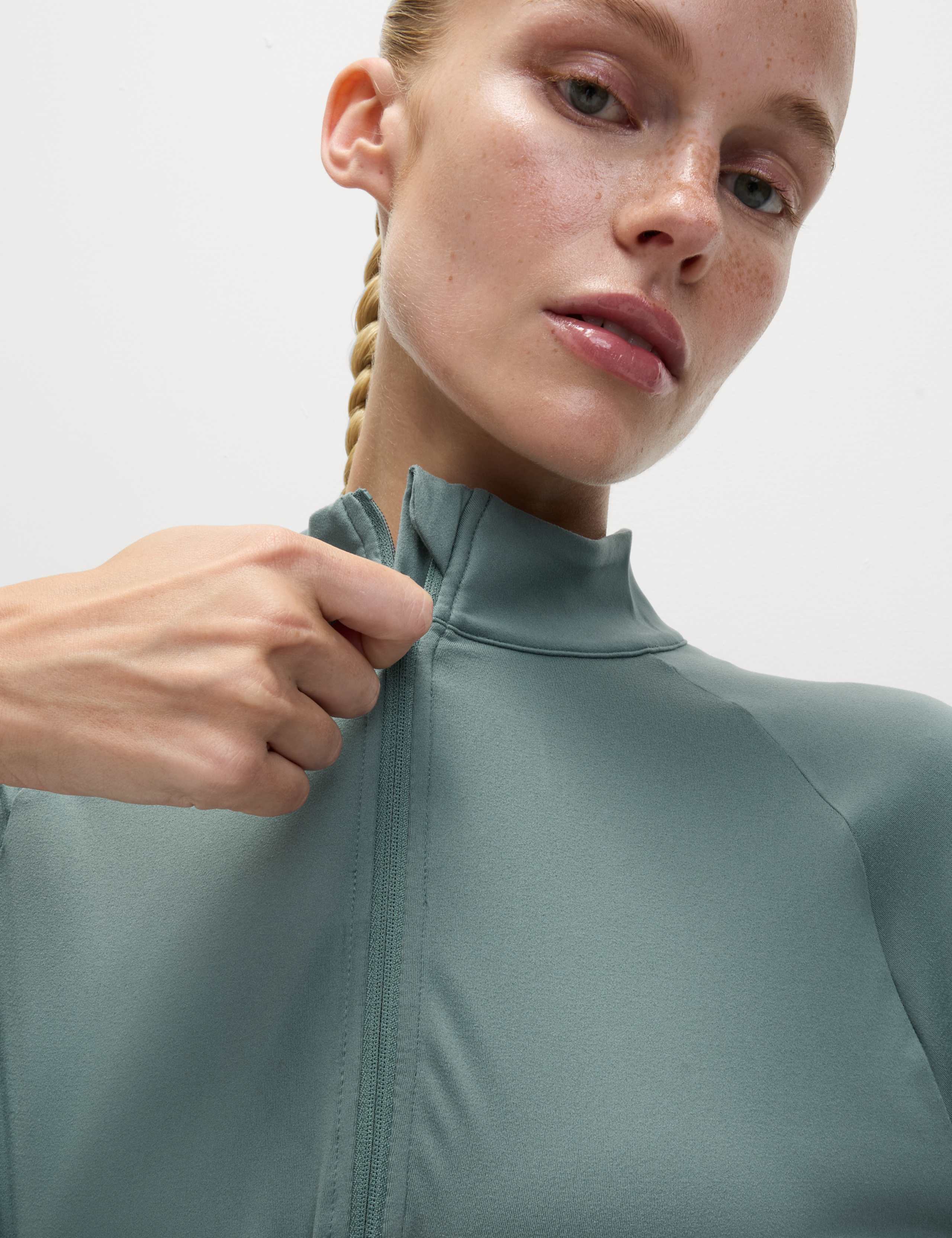Funnel Neck Half Zip Yoga Top