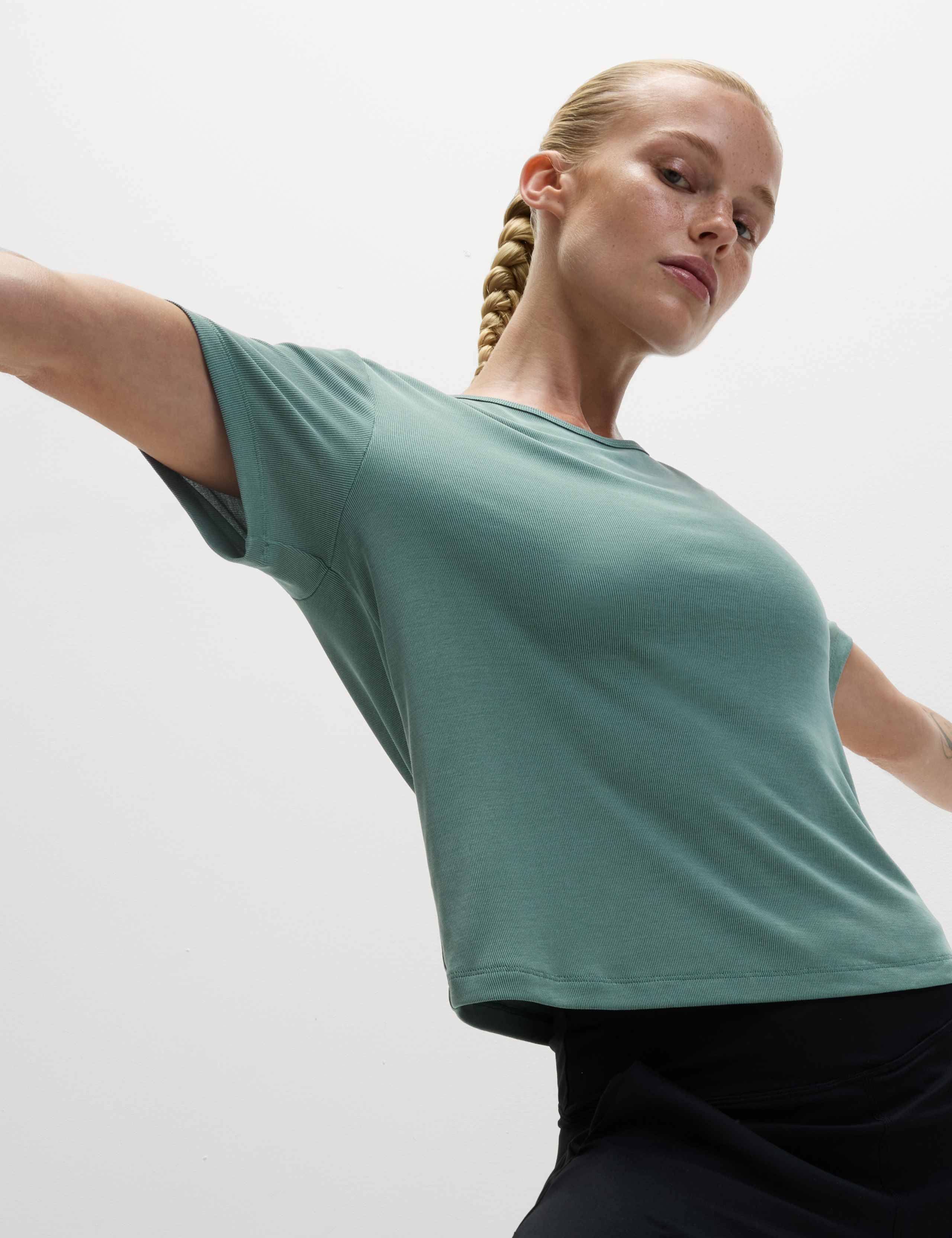 Modal Rich Rib Round Neck Boxy T-Shirt