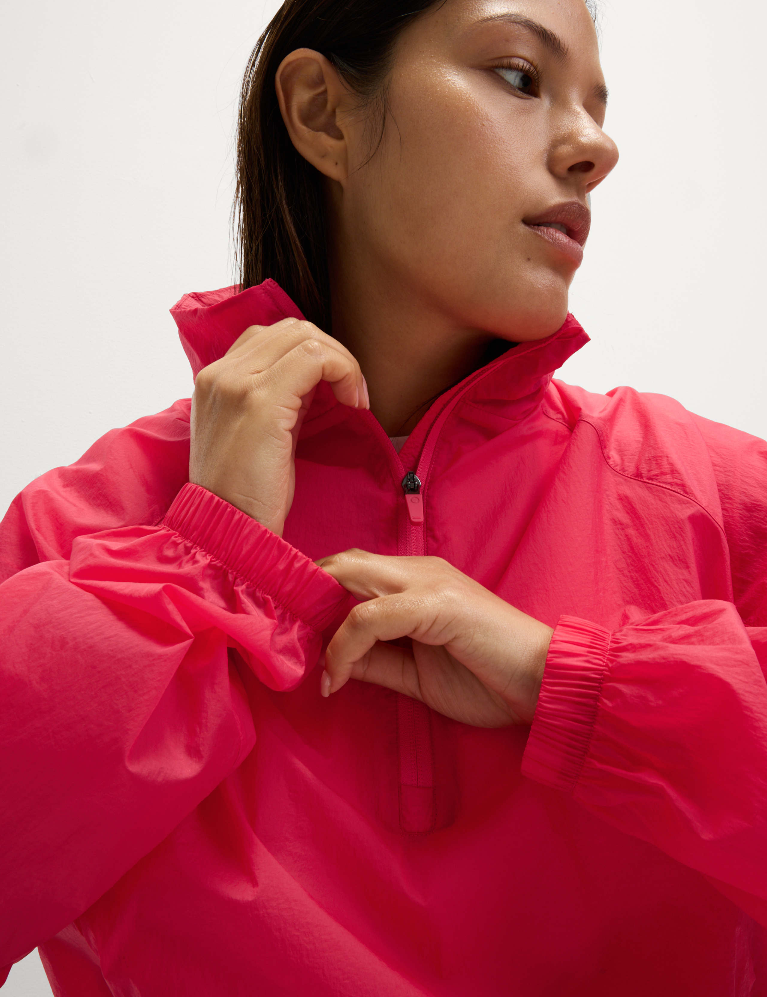 Sheer Half Zip Hooded Sports Jacket