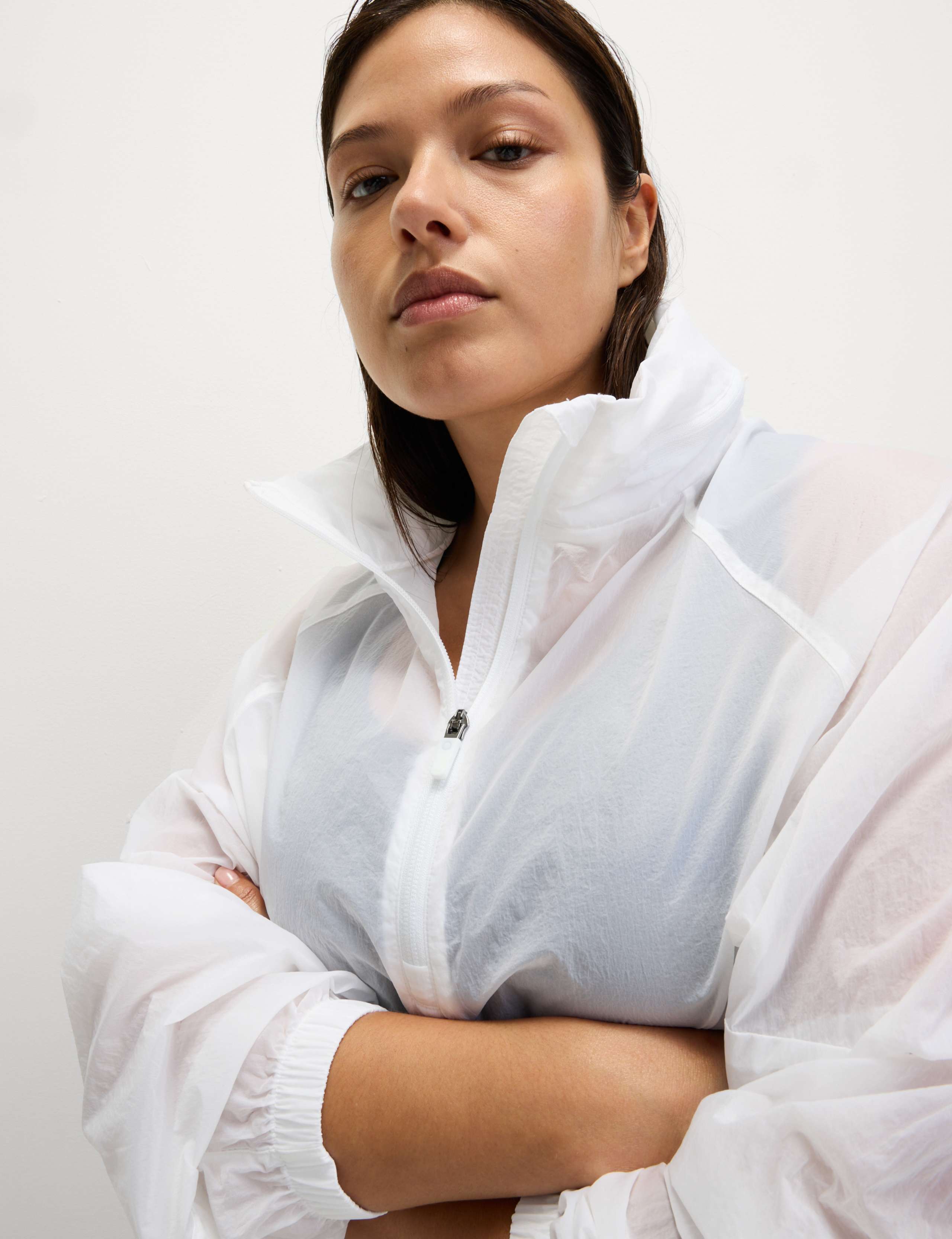 Sheer Half Zip Hooded Sports Jacket