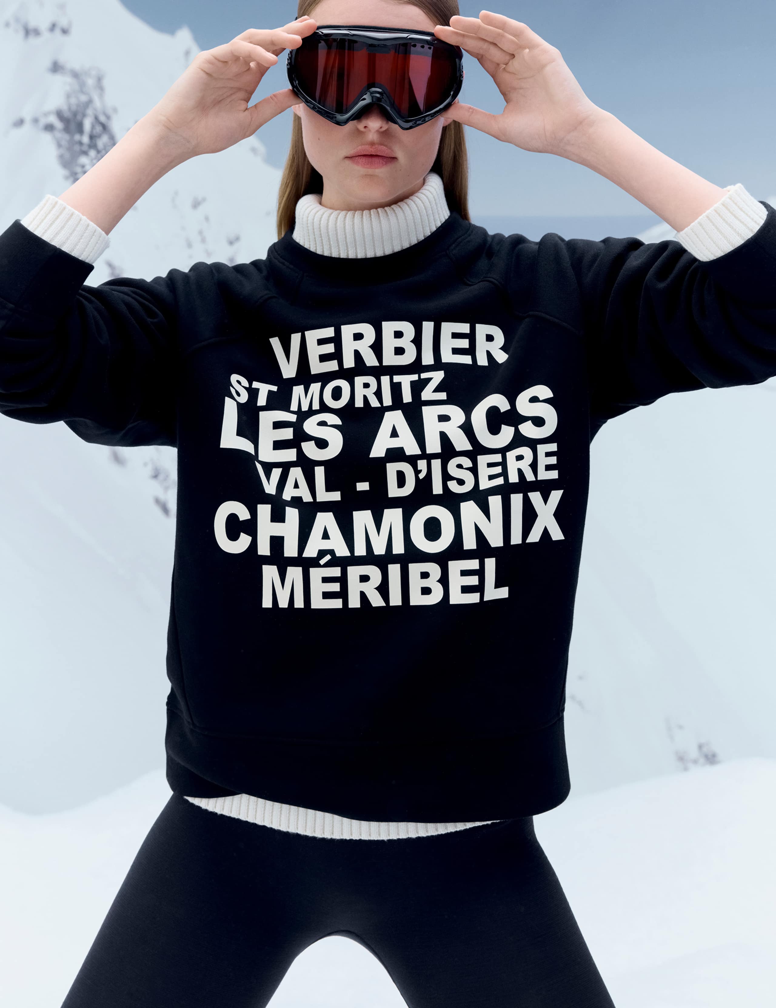 Cotton Rich Slogan Off Piste Crew Neck Relaxed Sweatshirt