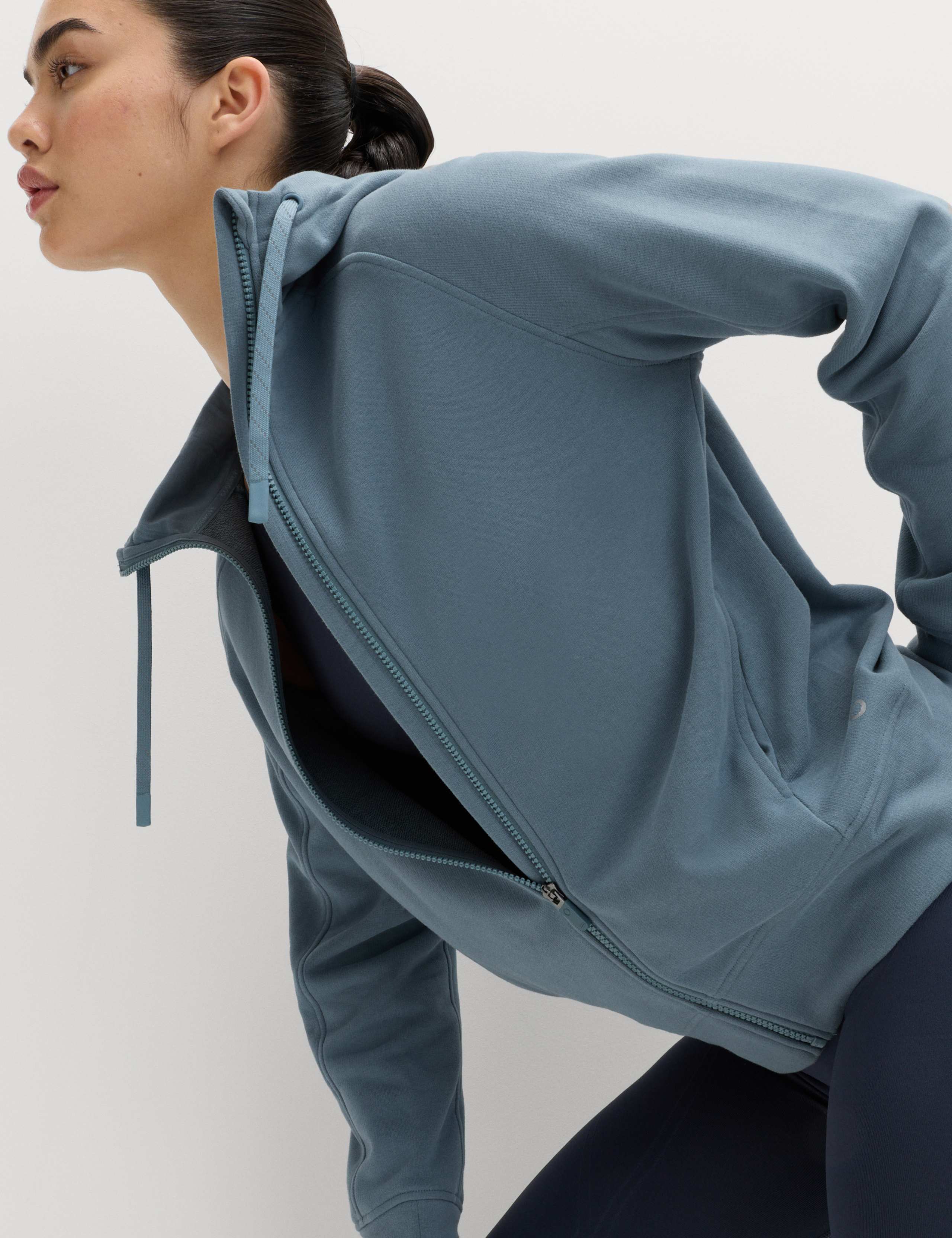 Cotton Rich Zip Up Relaxed Hoodie