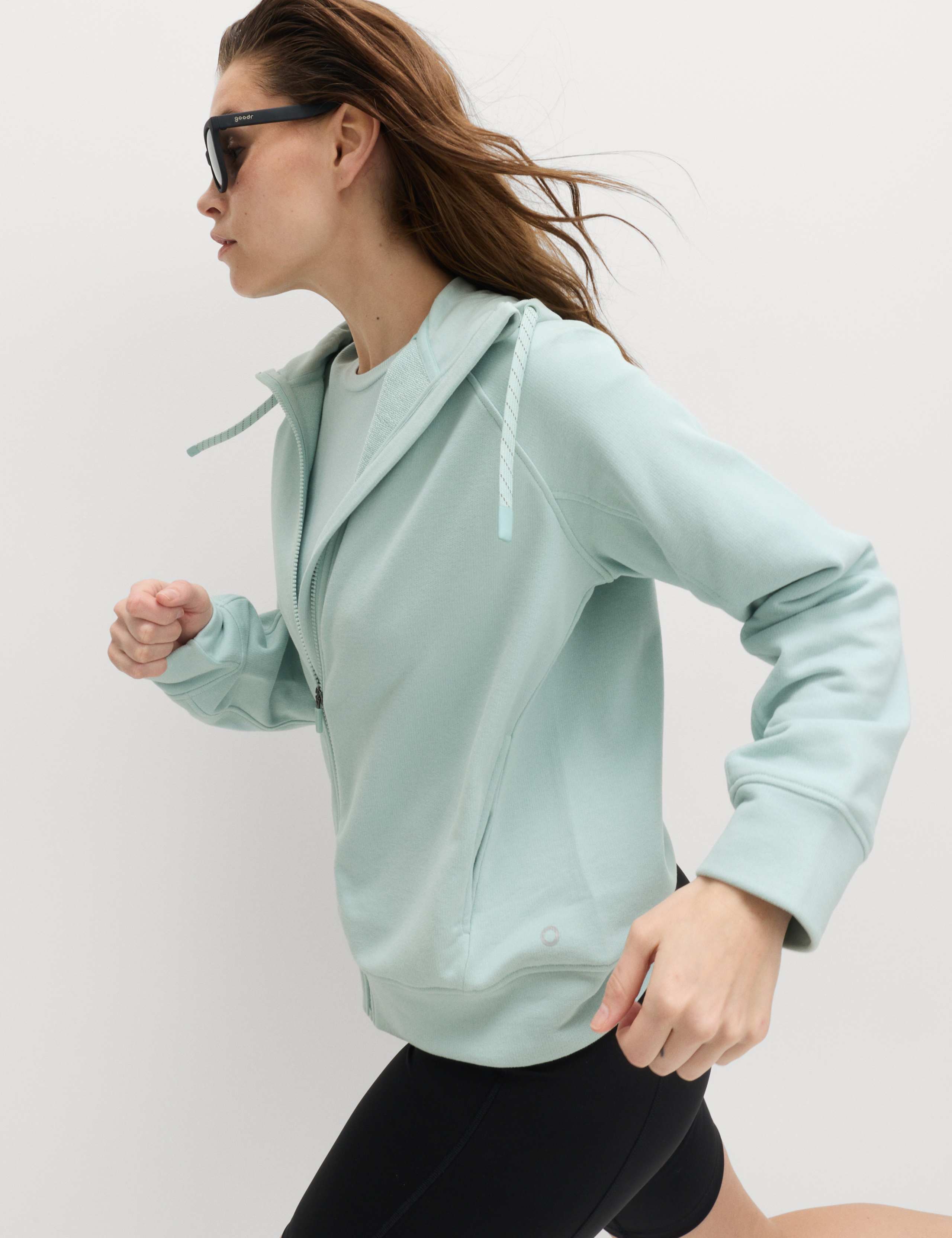 Cotton Rich Zip Up Relaxed Hoodie