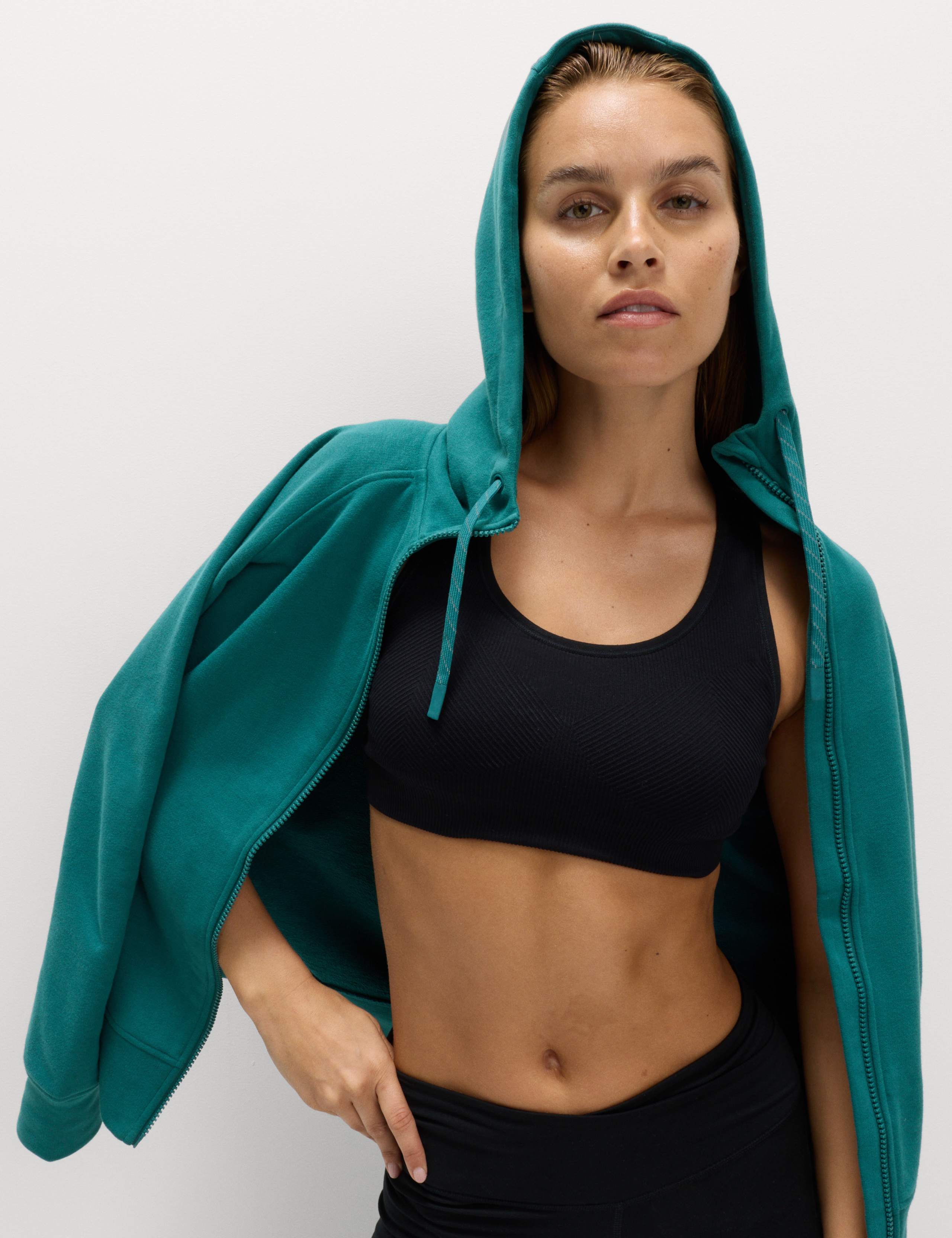 Cotton Rich Zip Up Relaxed Hoodie