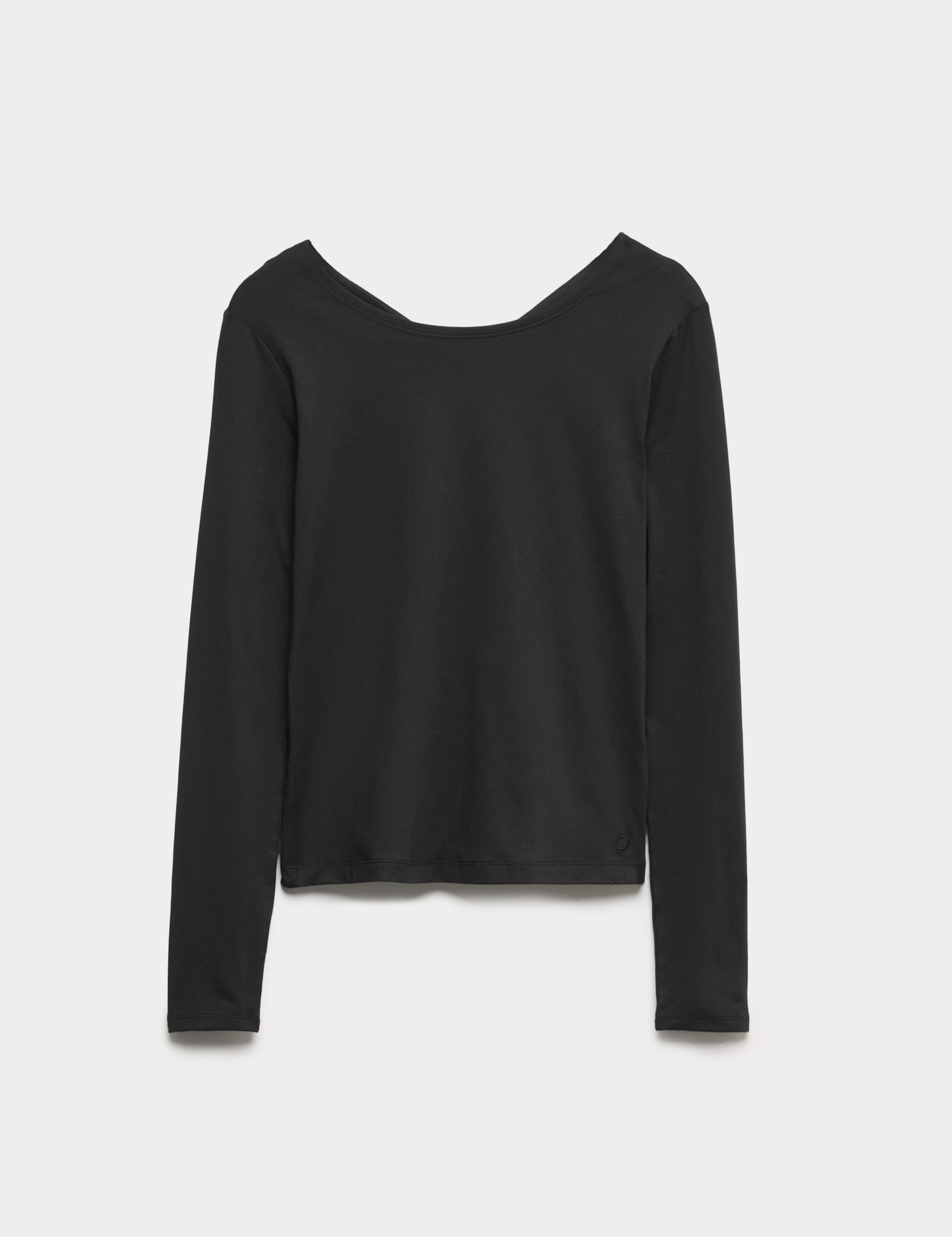 Go Balance Scoop Neck Open Back Fitted Top