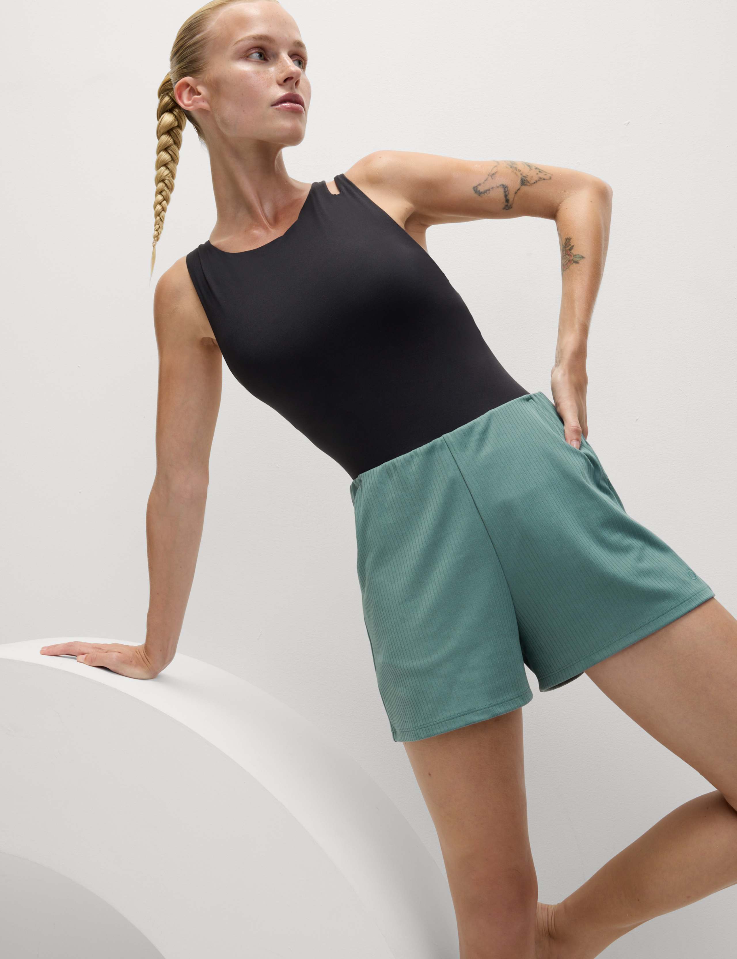 Go Balance Ribbed High Waisted Shorts