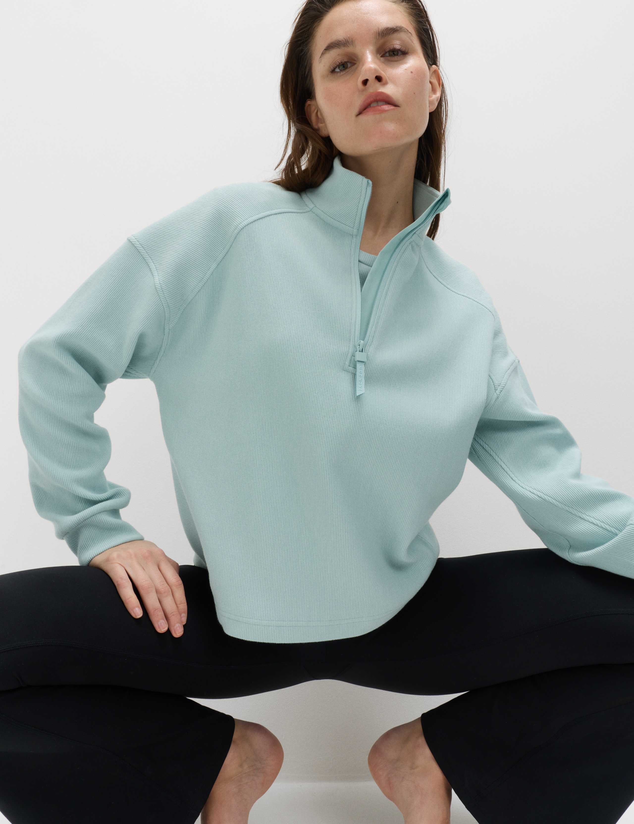 Rib Half Zip Yoga Sweatshirt