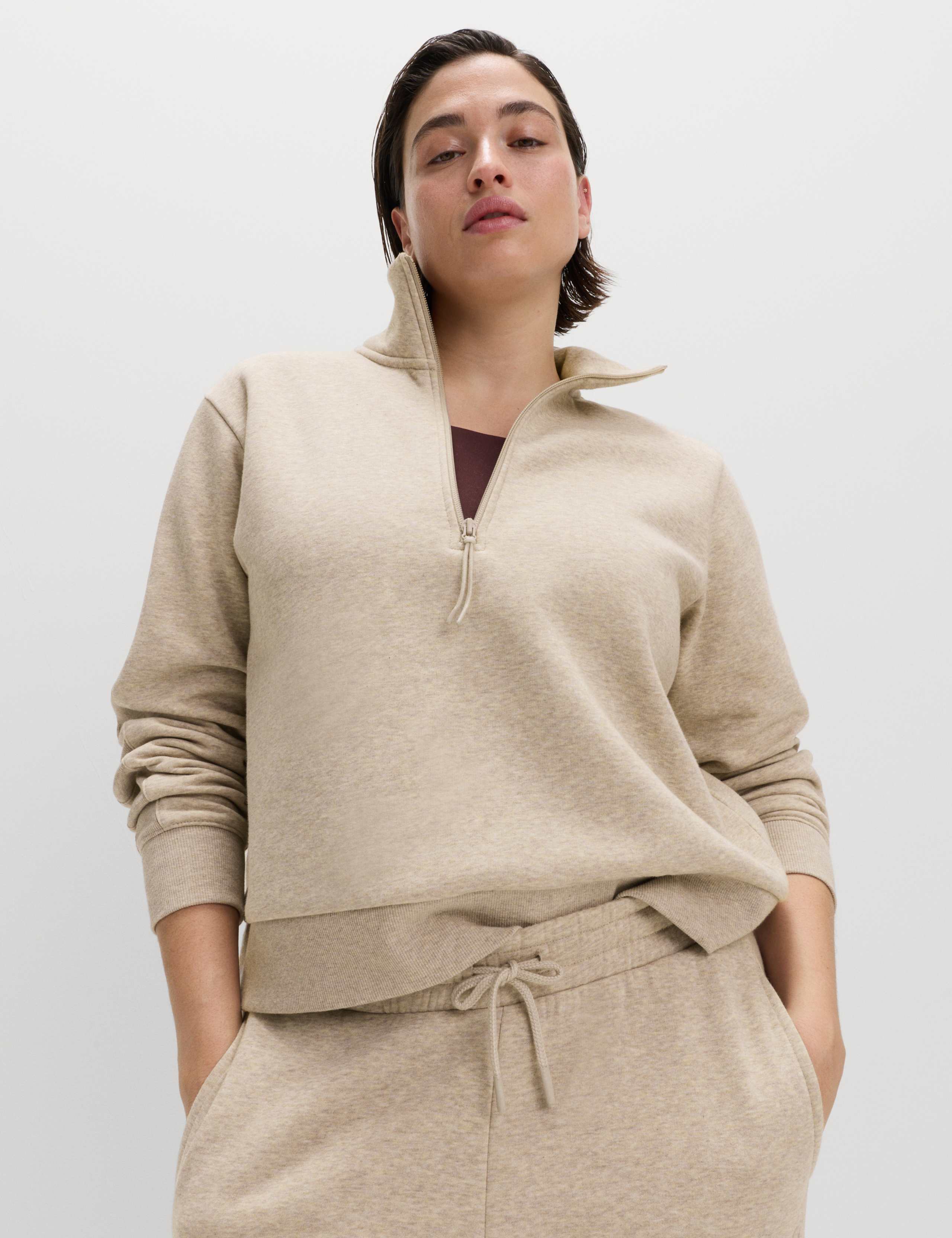 Cotton Rich Half Zip Relaxed Sweatshirt