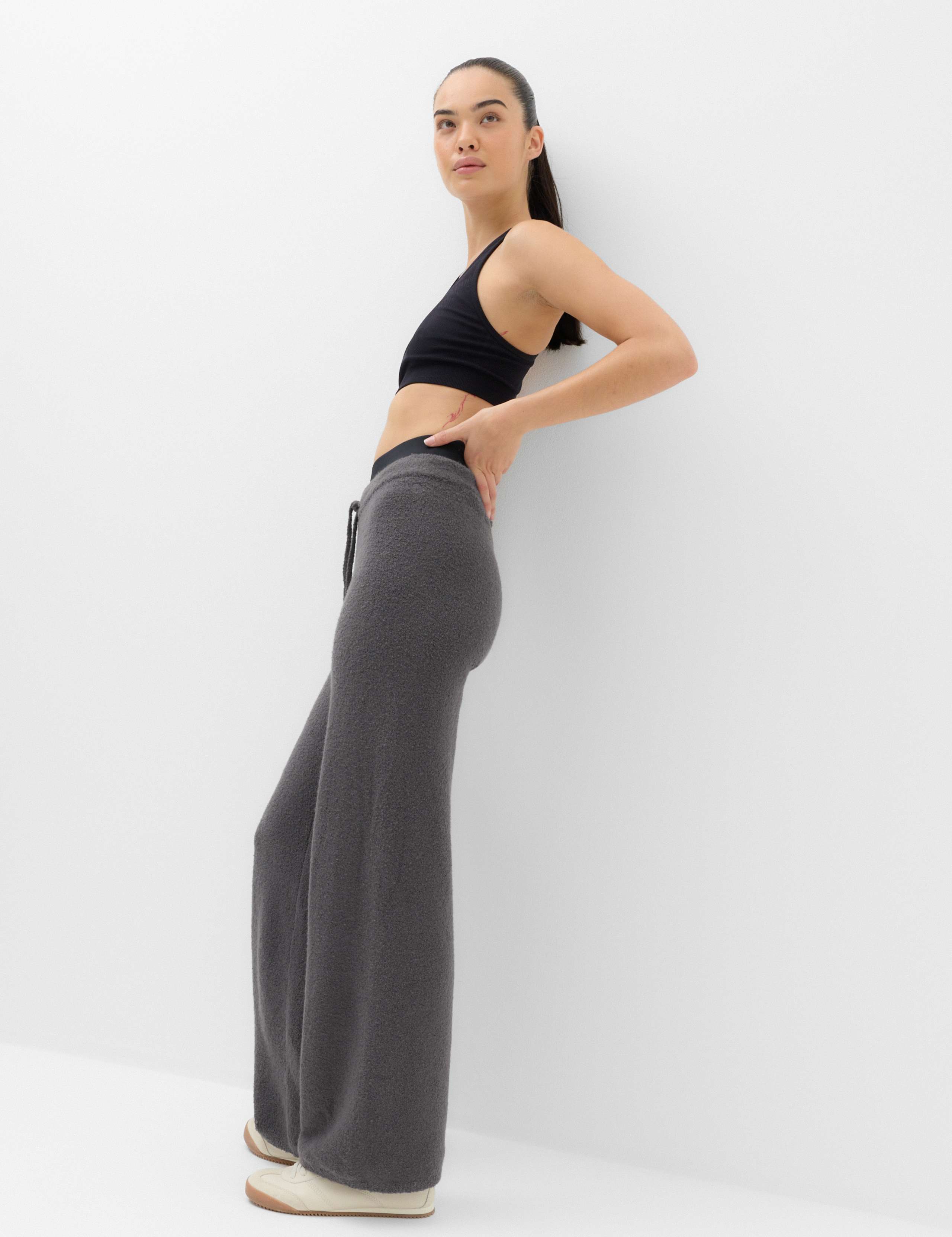 Boucle High Waisted Wide Leg Joggers