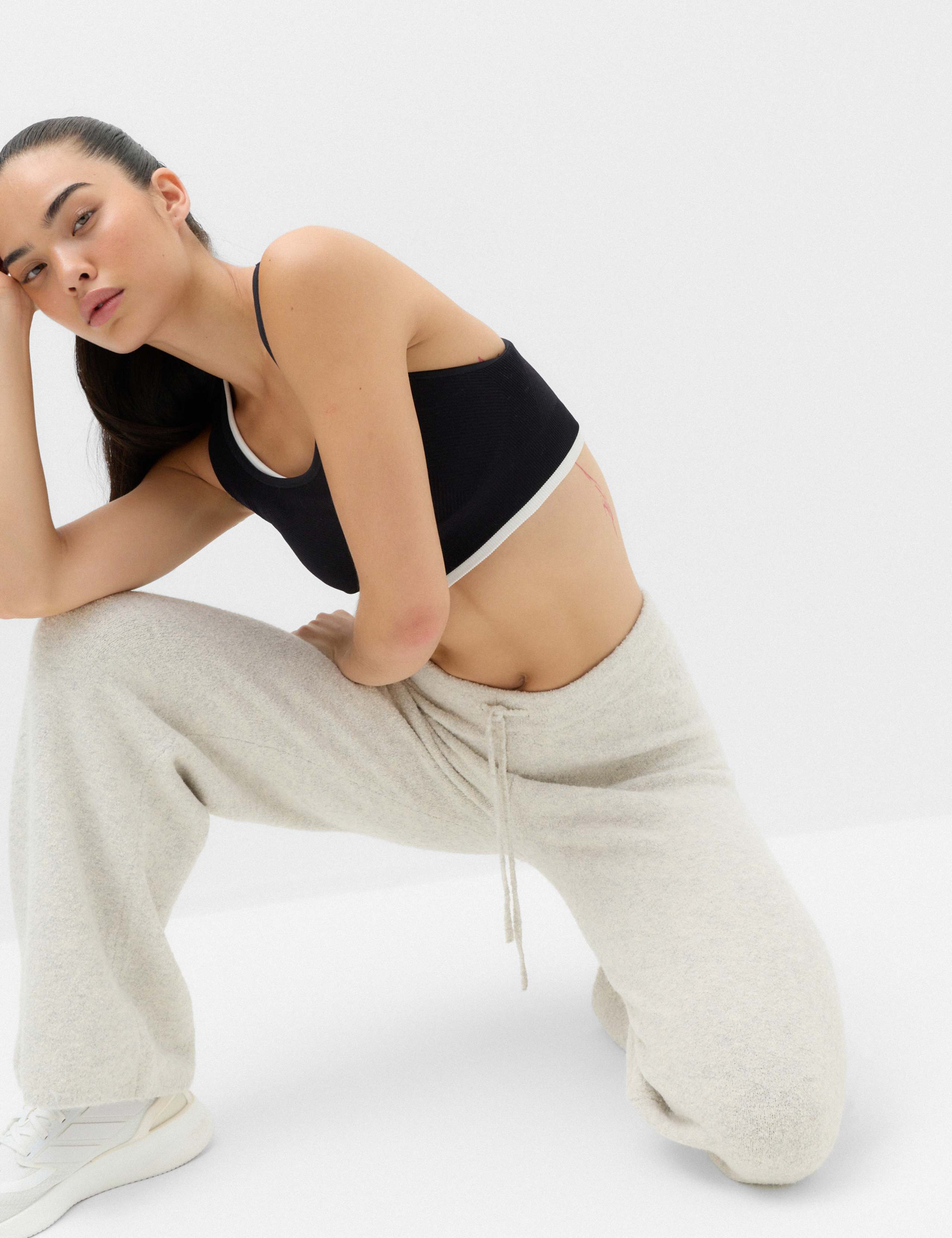 Boucle High Waisted Wide Leg Joggers