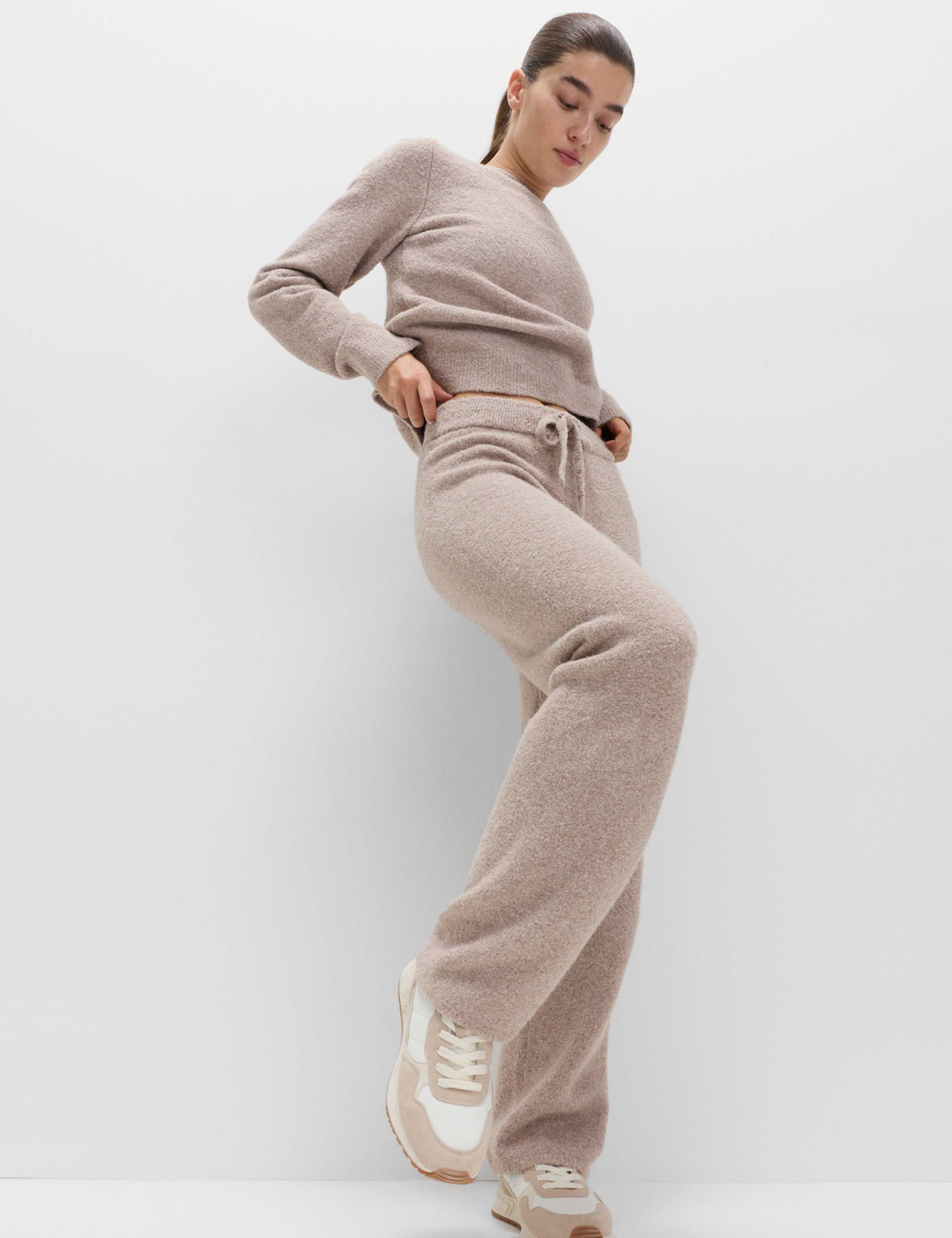 Super Soft Boucle High Waisted Wide Leg Joggers