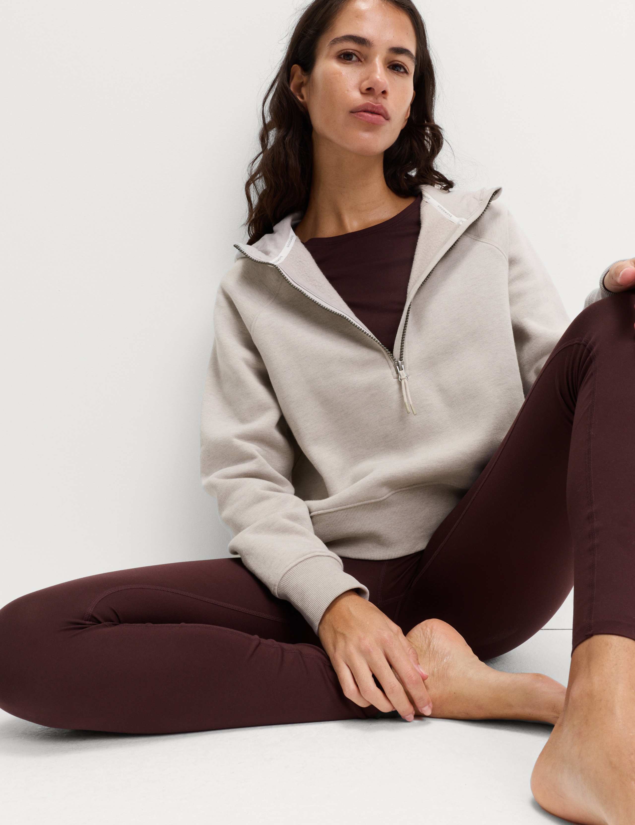Cotton Rich Half Zip Relaxed Hoodie