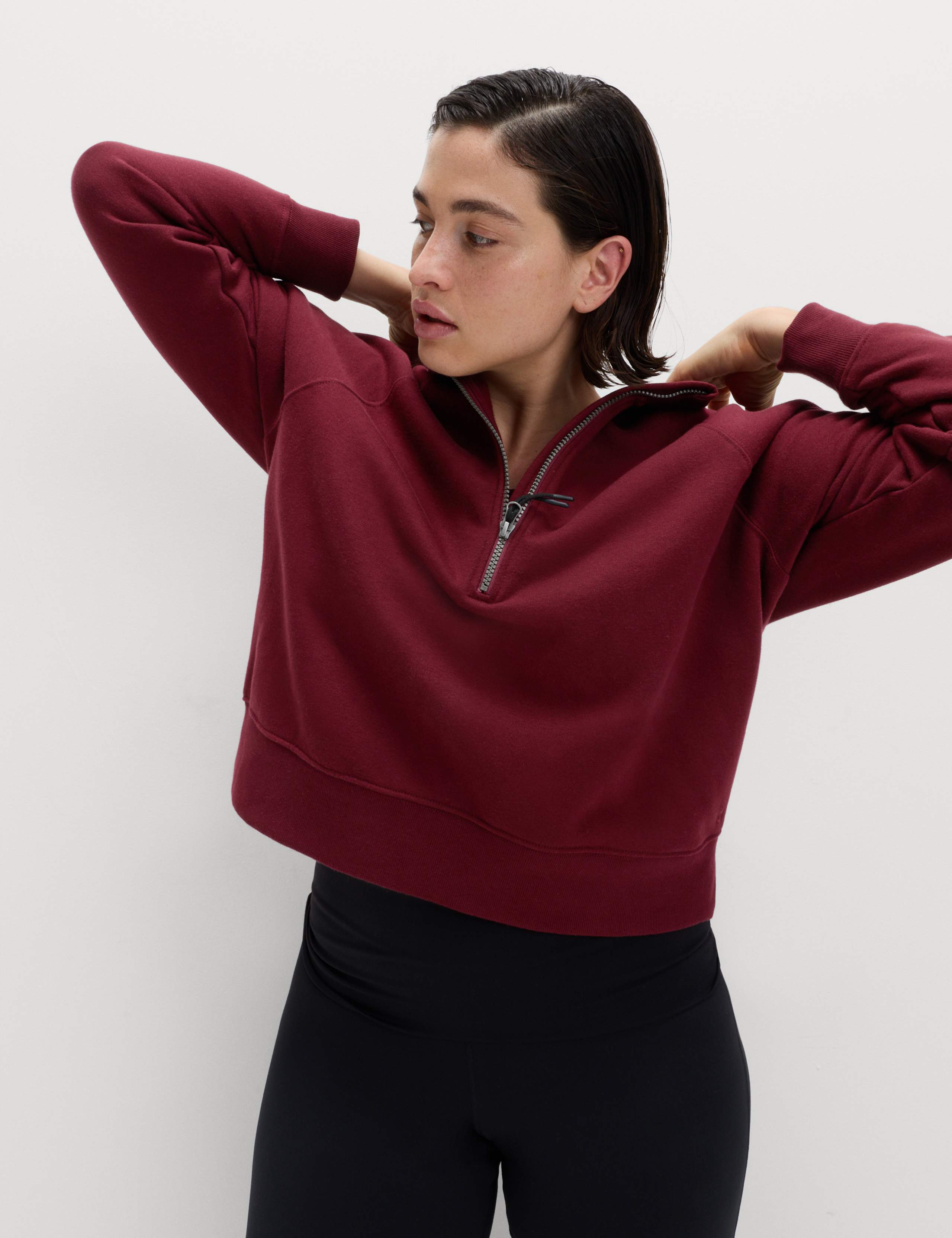 Cotton Rich Half Zip Relaxed Hoodie