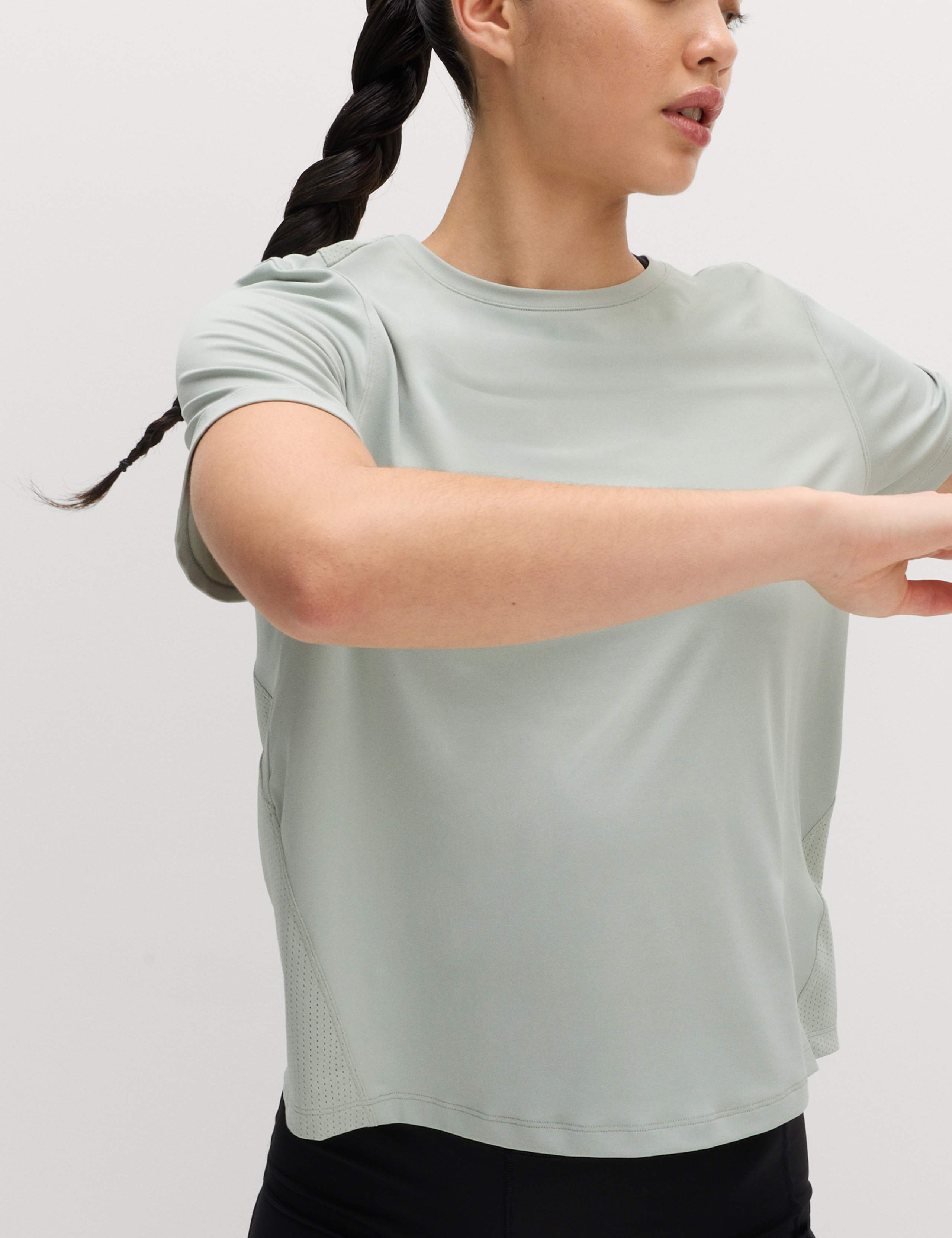 Crew Neck Mesh Panel Relaxed T-Shirt