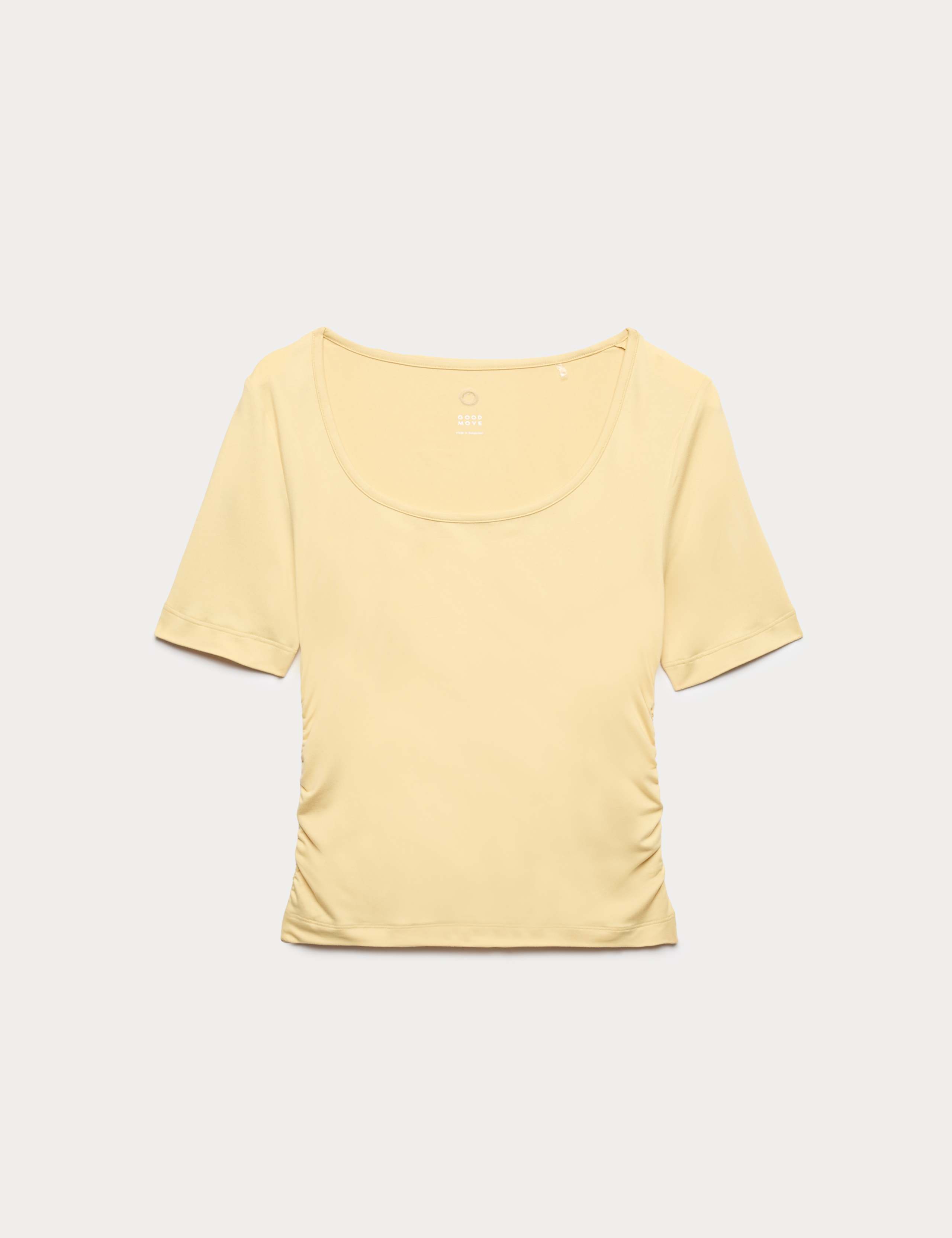 Go Balance Scoop Neck Ruched Fitted Top