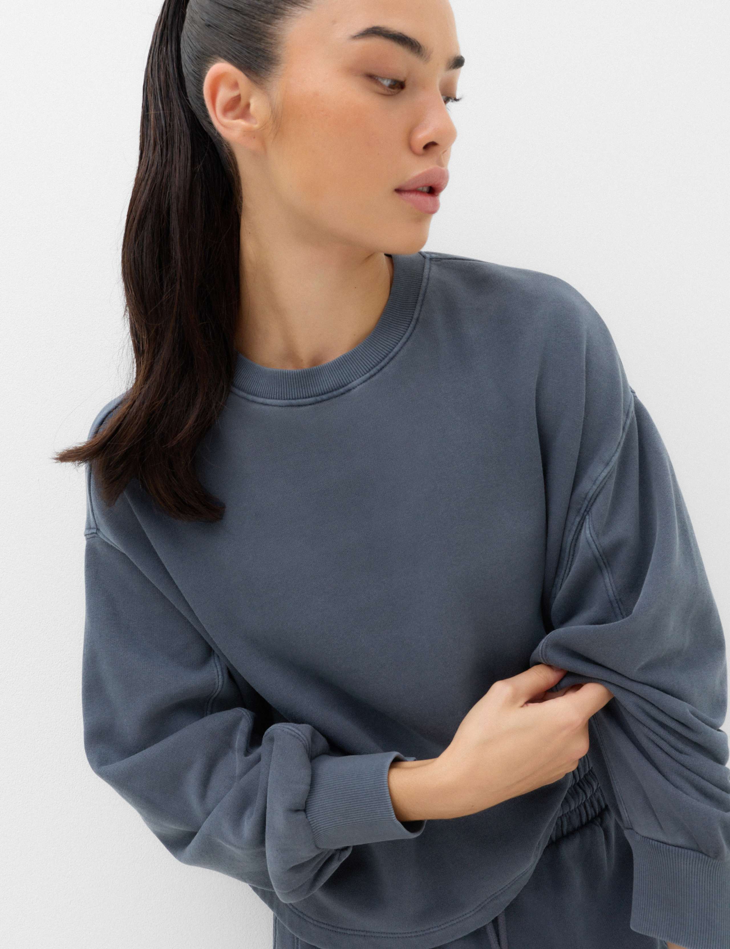 Cotton Rich Garment Dye Boxy Sweatshirt