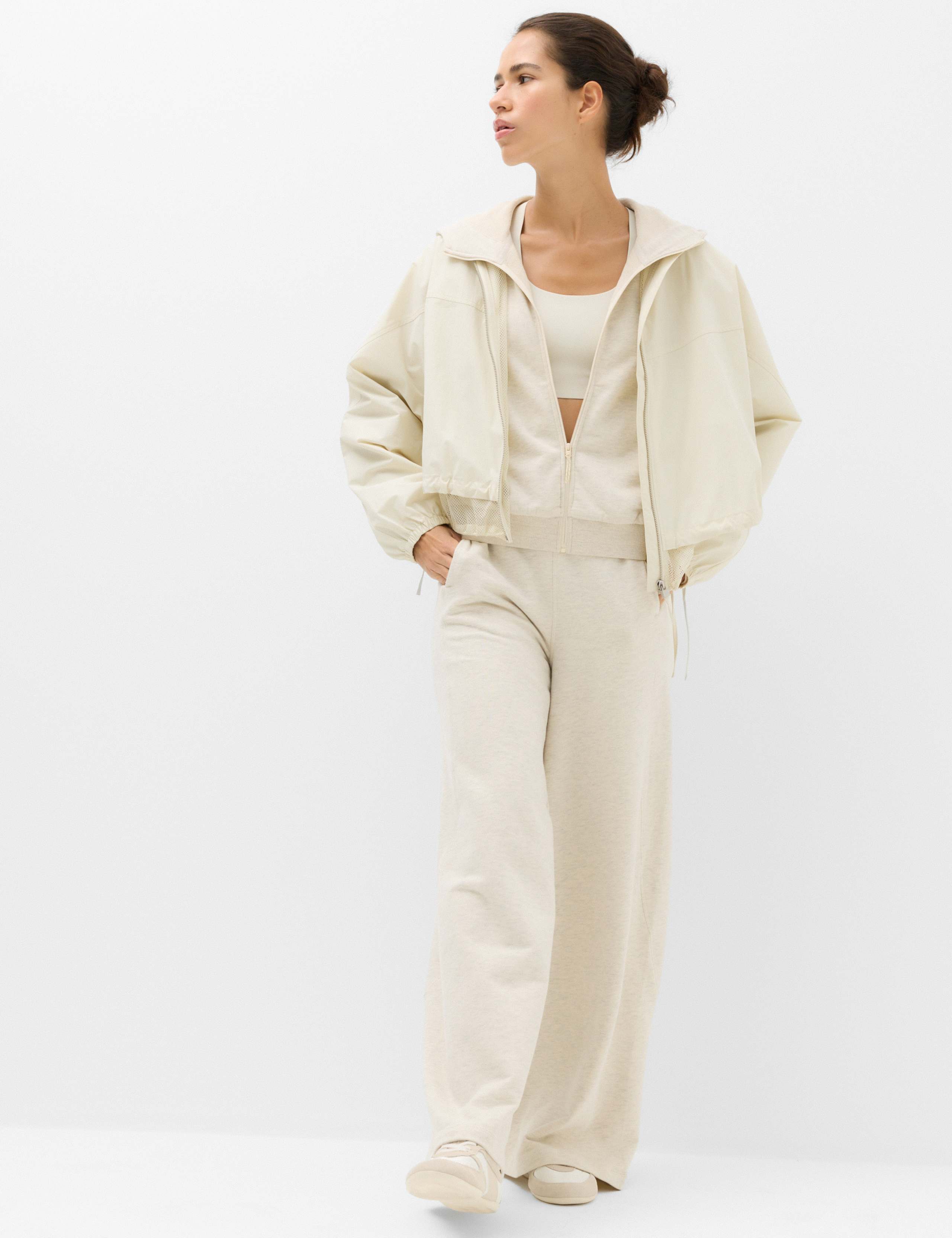 Cotton Rich High Waisted Wide Leg Joggers