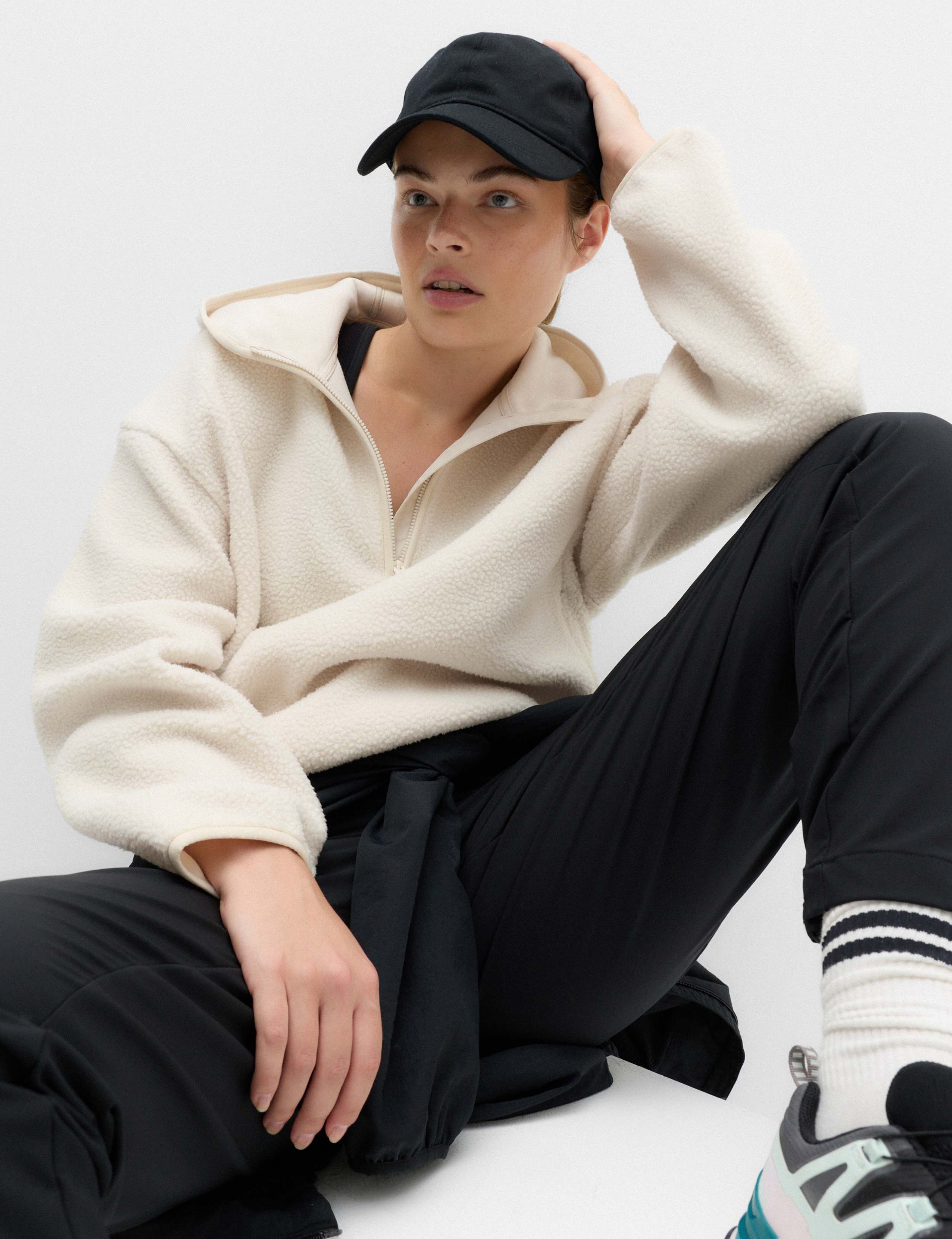 Borg Half Zip Hooded Fleece Jacket
