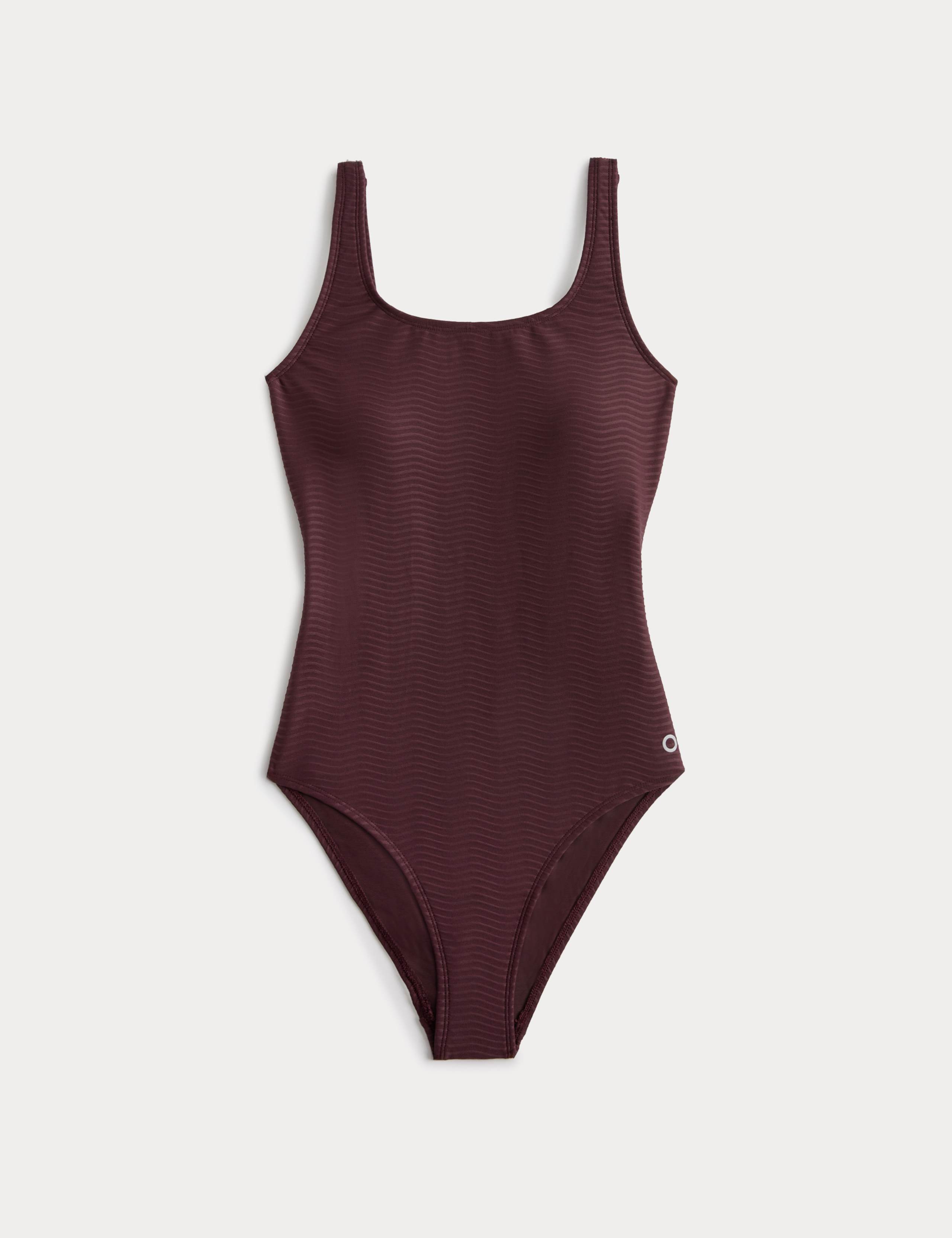 Tummy Control Textured Padded Scoop Back Swimsuit