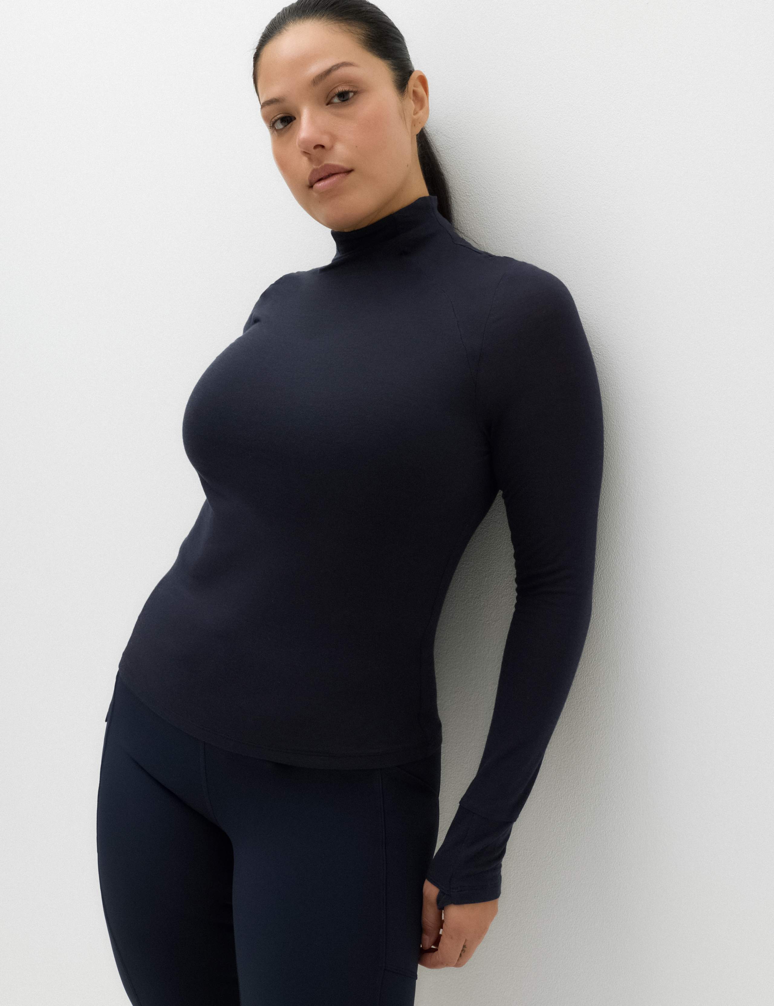 Merinotec™ Merino Blend High Neck Fitted Top
