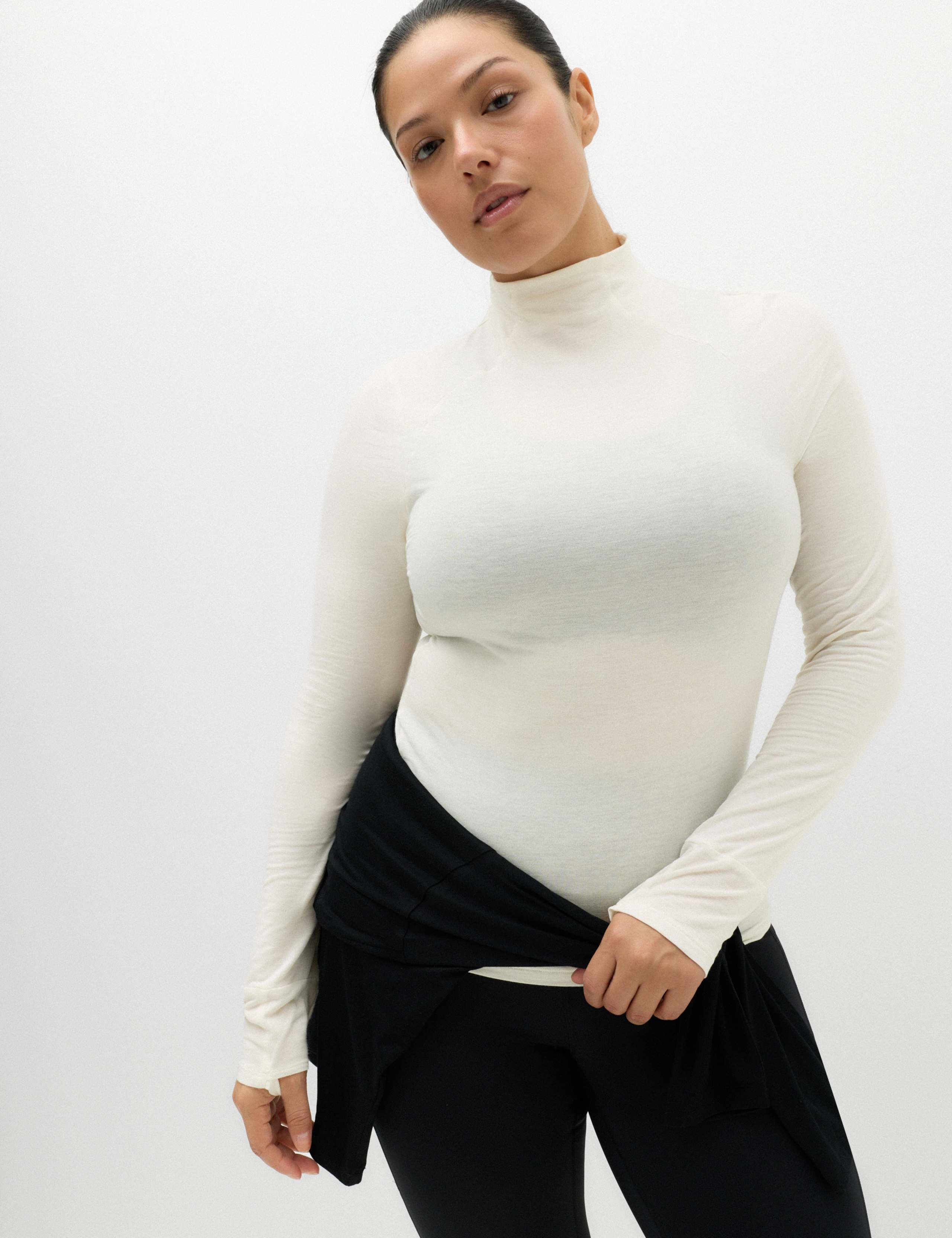 Merinotec™ Merino Blend High Neck Fitted Top