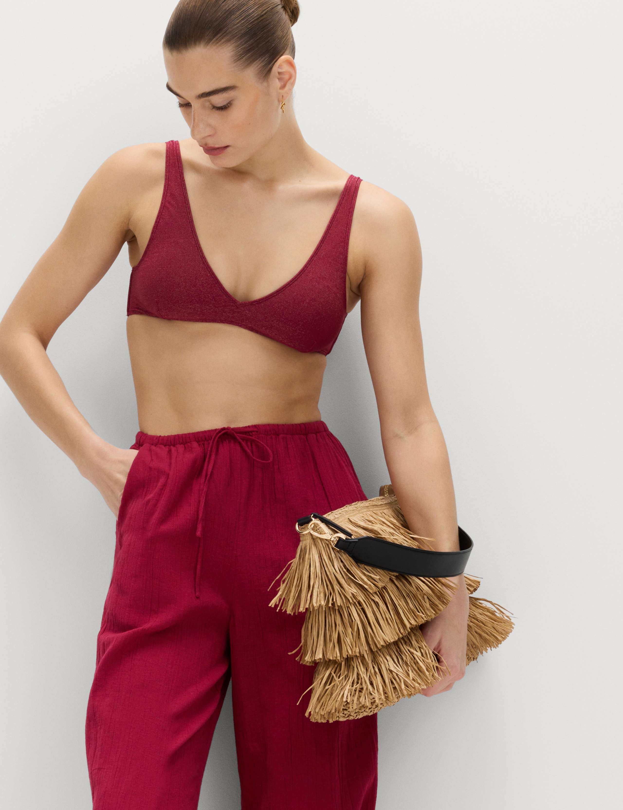 Glitter V-Neck Bikini Top