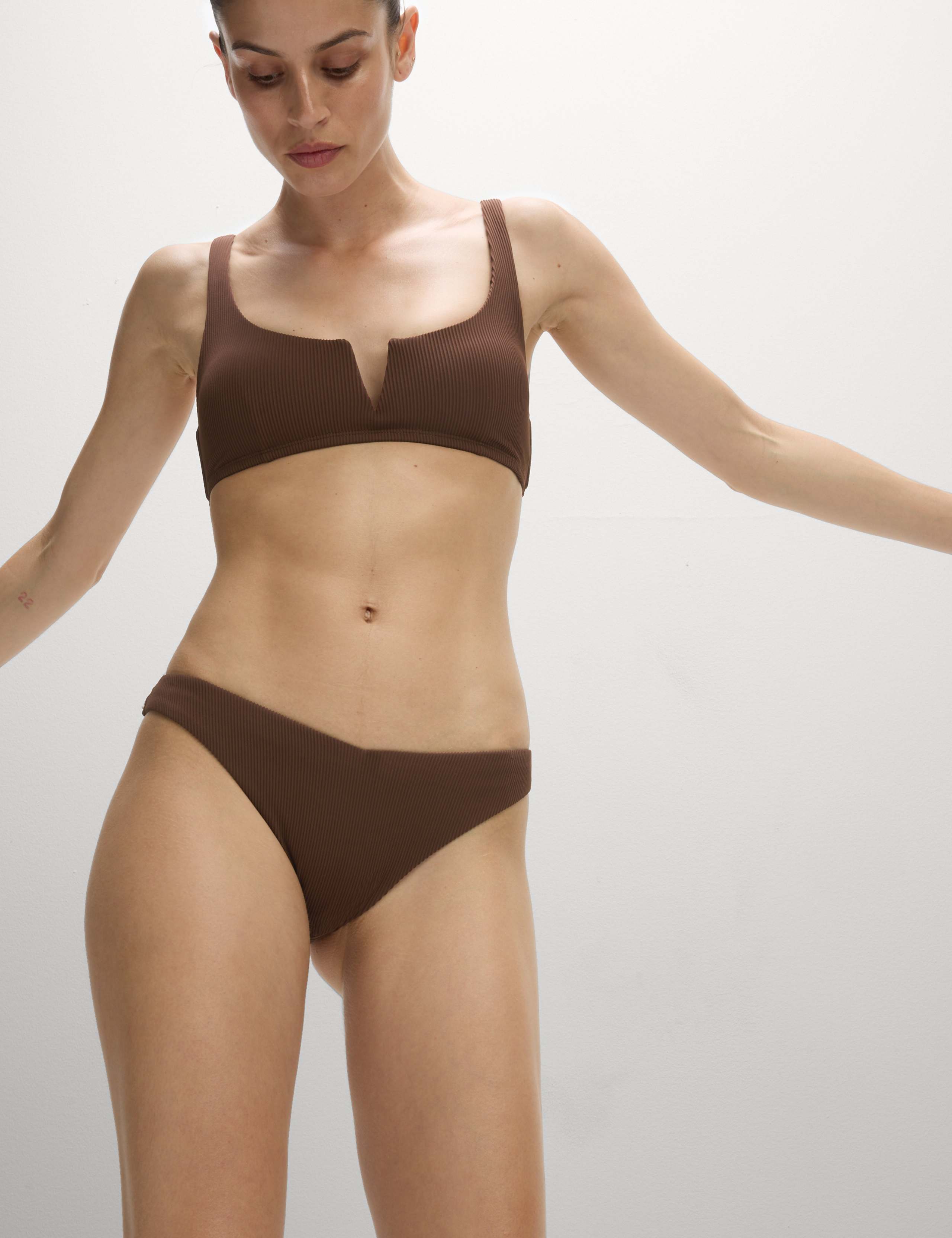 Ribbed High Leg Bikini Bottoms