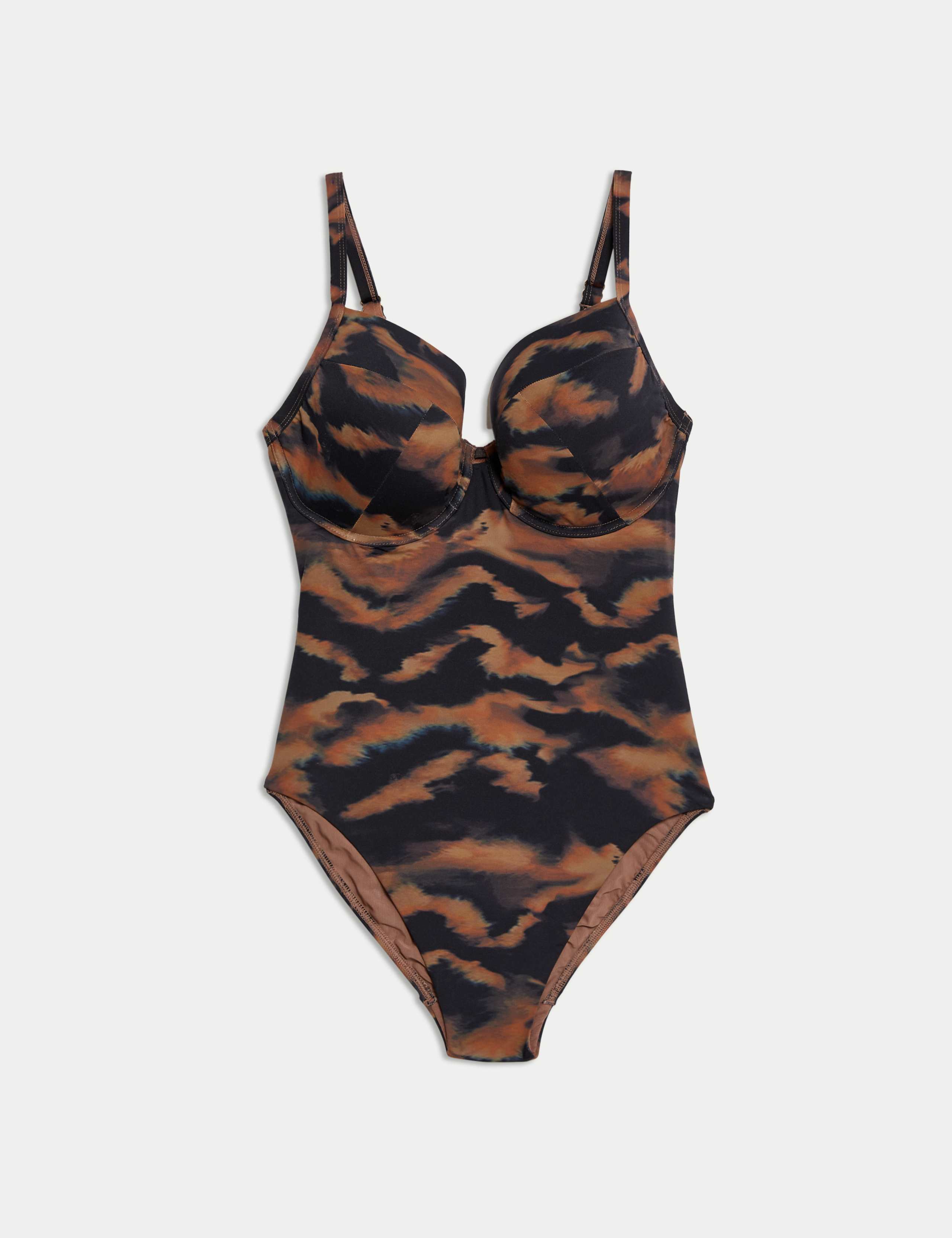 Printed Wired V-Neck Plunge Swimsuit