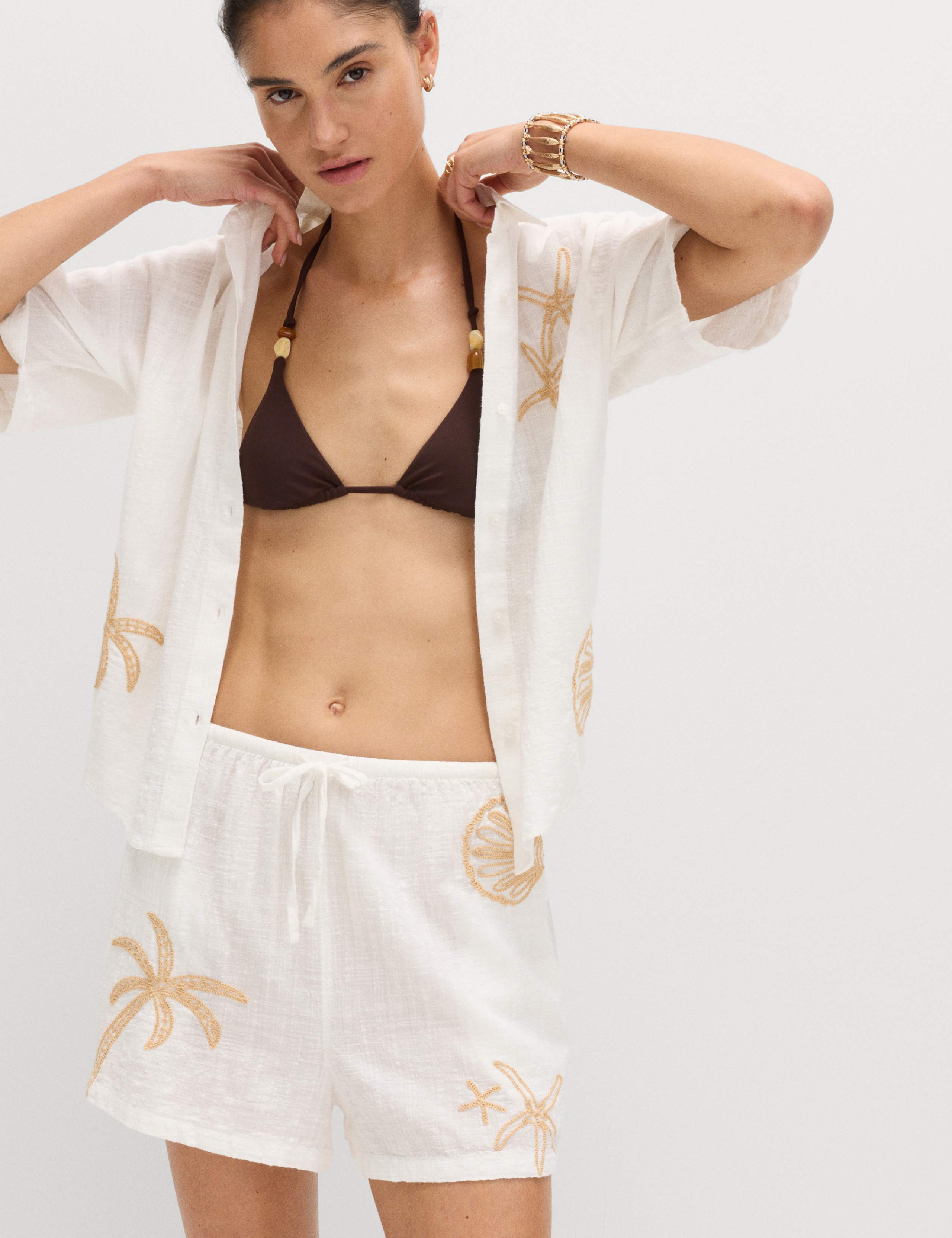 Embroidered Beach Shirt & Short Set 5 of 6