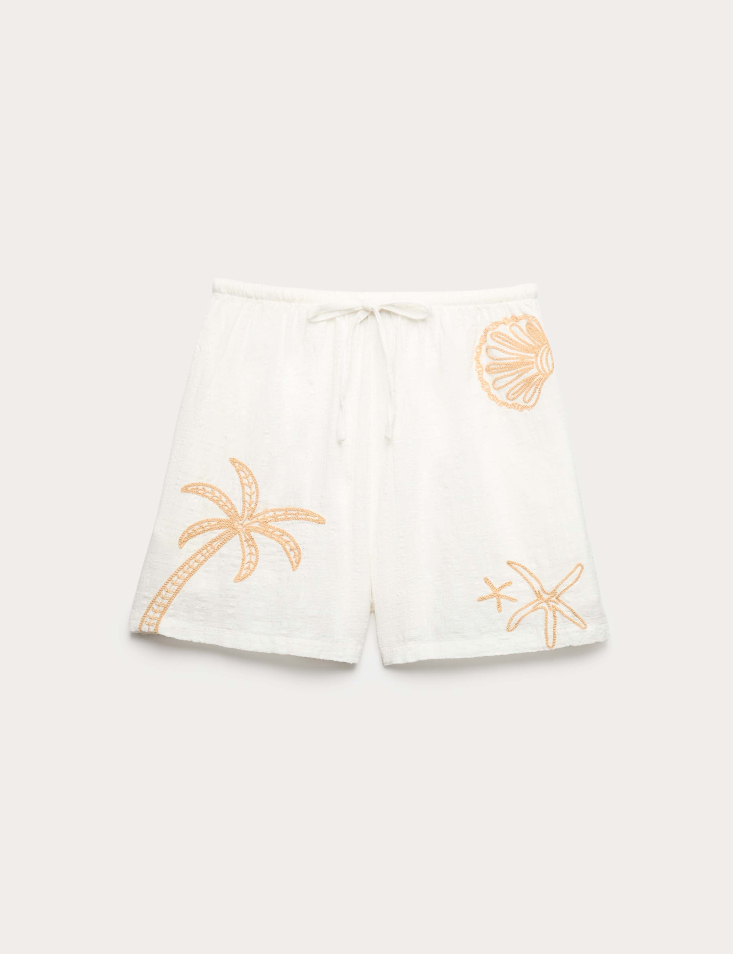 Cotton Rich Embroidered Beach Shorts